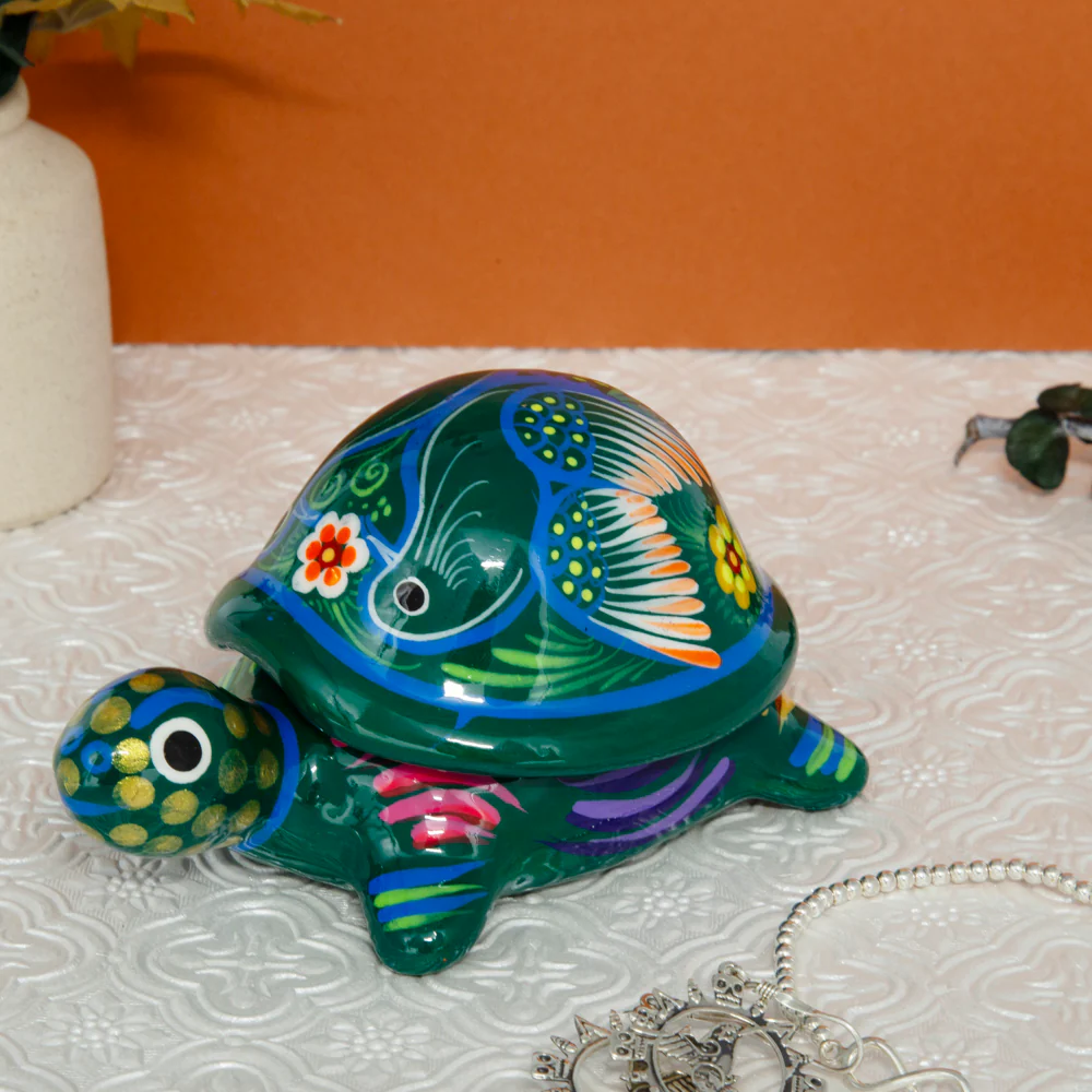 Hand-Painted Xalitla Turtle Clay Trinket/Jewelry Box - Image 2