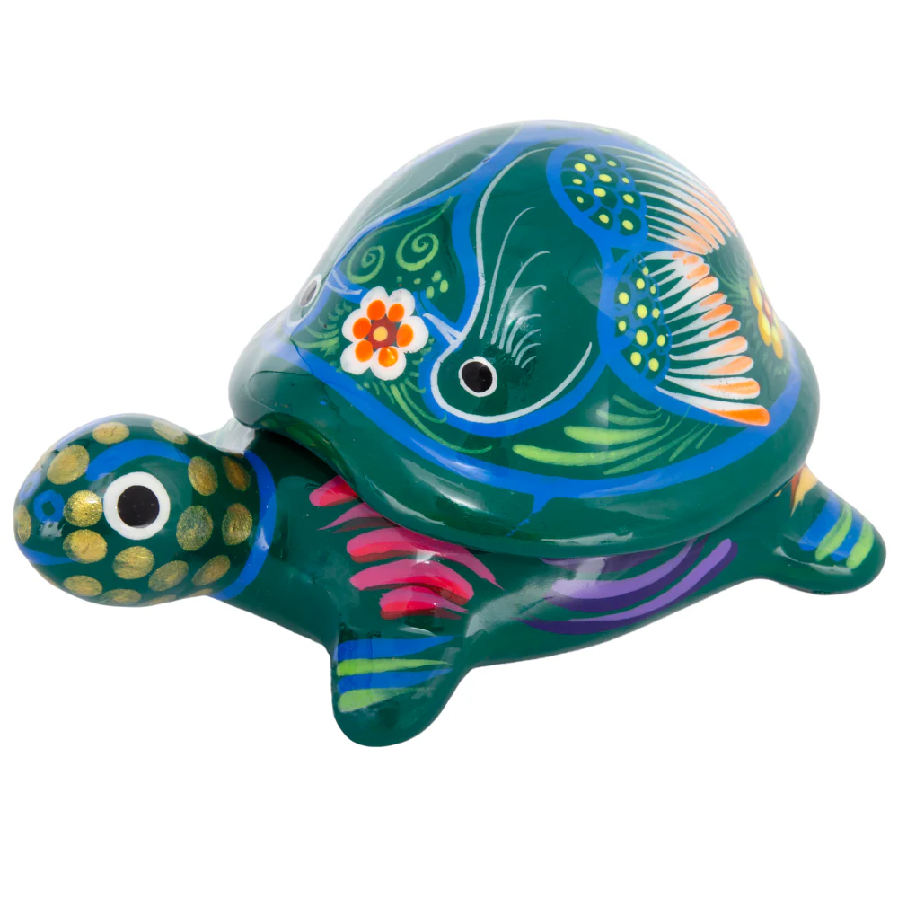 Hand-Painted Xalitla Turtle Clay Trinket/Jewelry Box - Image 6