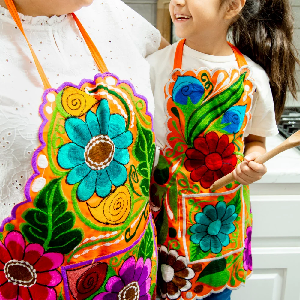 Kids Embroidered Floral Apron - Image 3