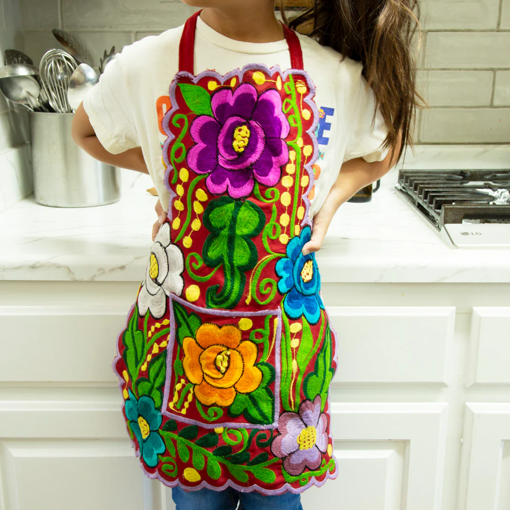 Kids Embroidered Floral Apron - Image 9