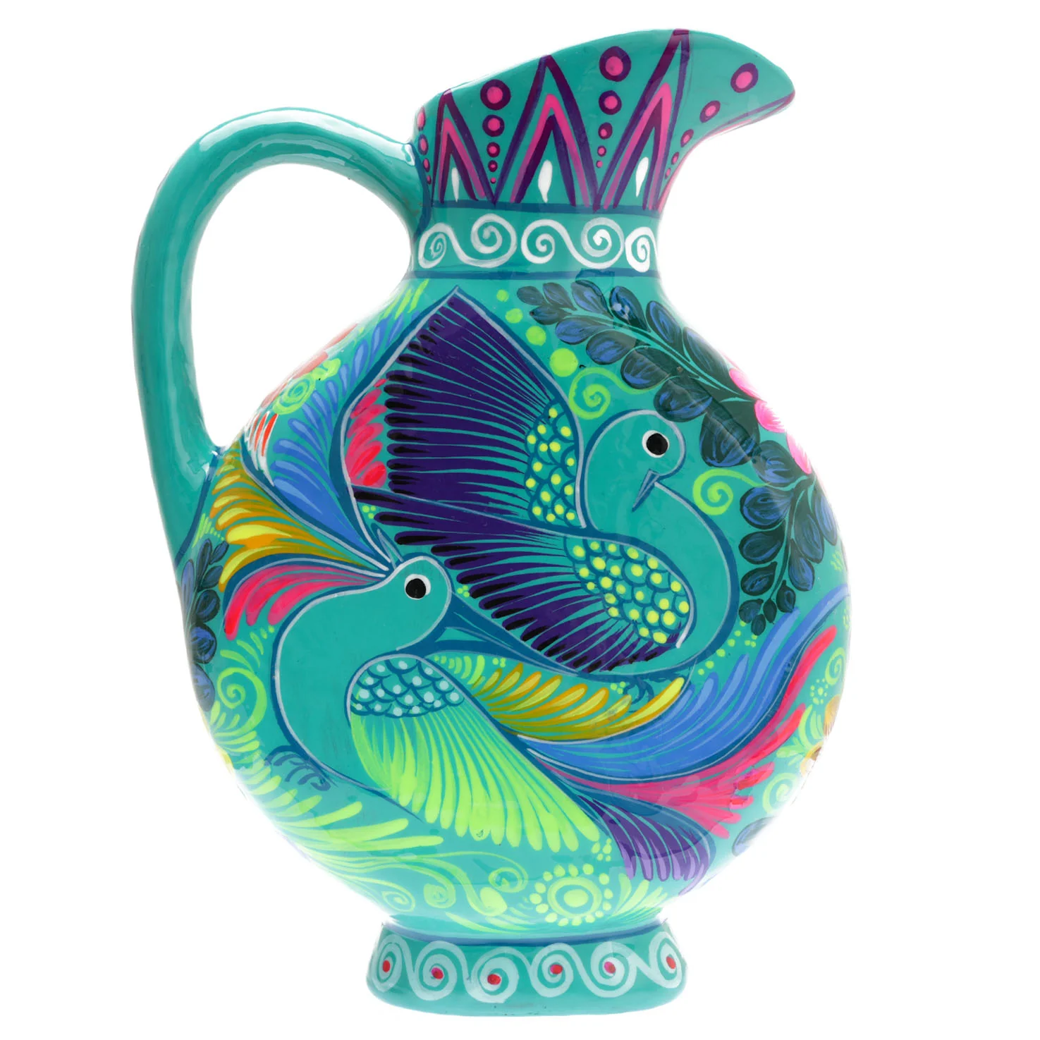Large Hand-Painted Xalitla Clay Pitcher - Image 9