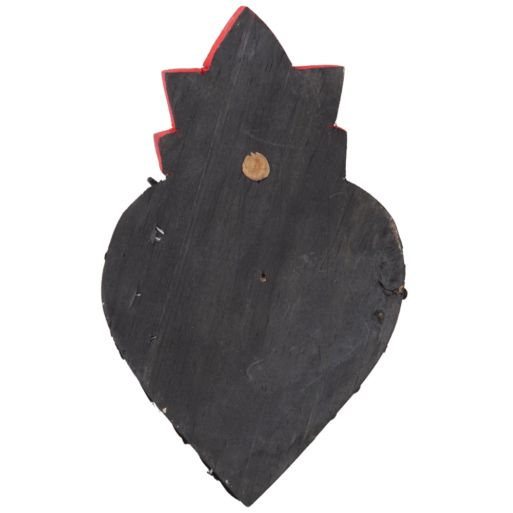 Medium Wooden Sacred Heart with Milagritos - Image 4
