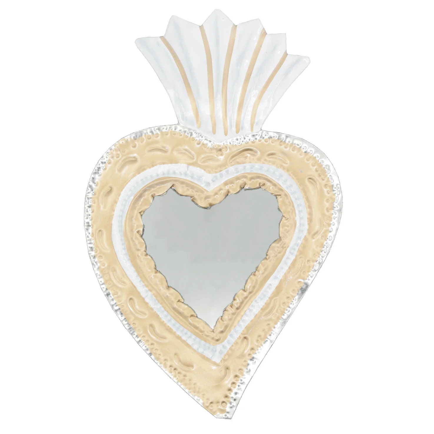 Medium Mexican Crown Milagro Tin Heart with Mirror - Image 10