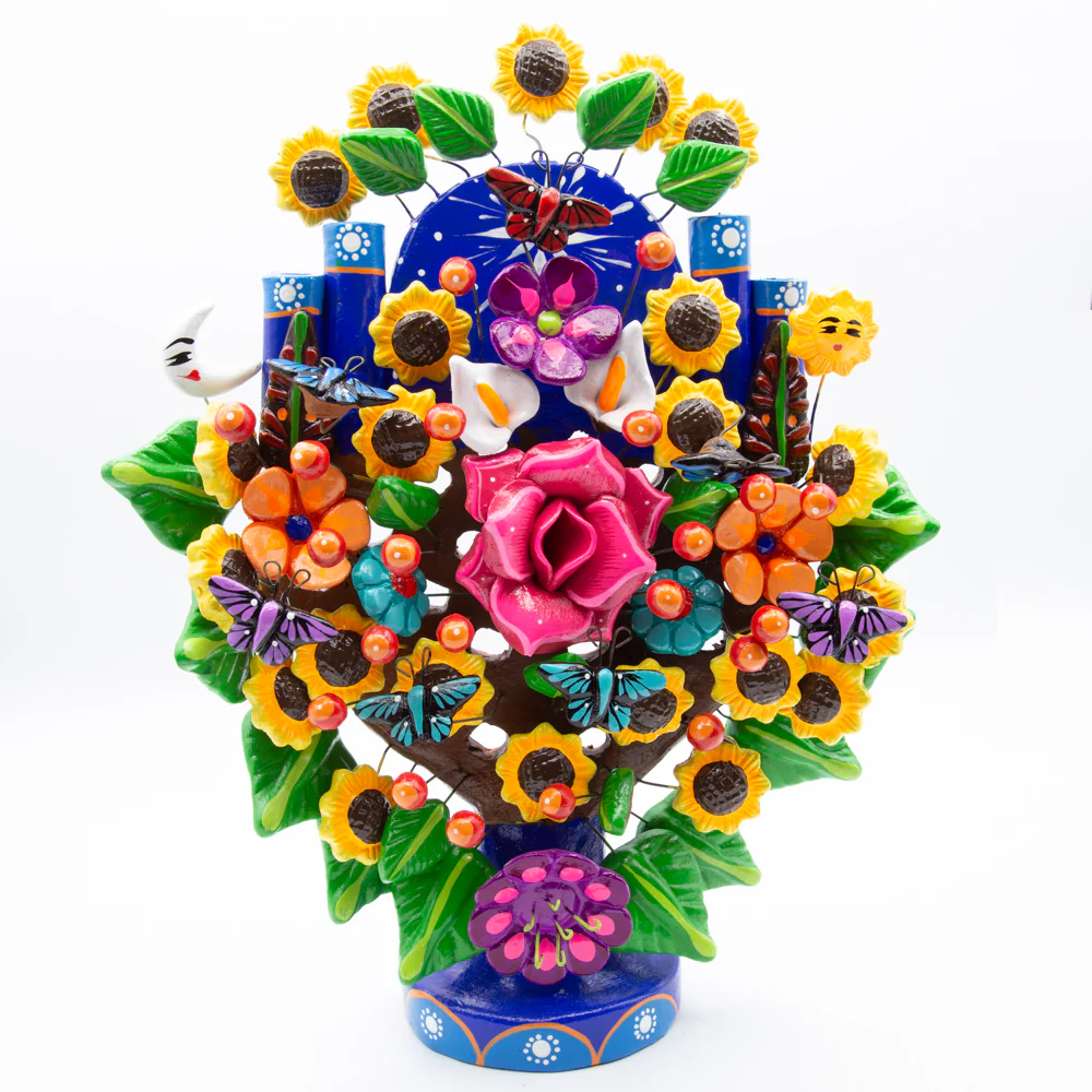Mexican Tree of Life 1' Clay Sculpture - Image 21
