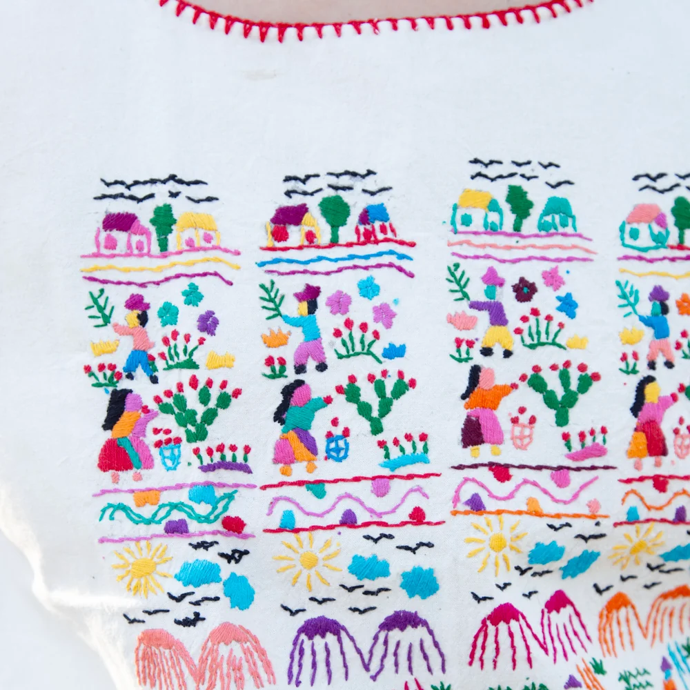 Muñequitos de Chilac Embroidered Huipil Blouse - Image 4