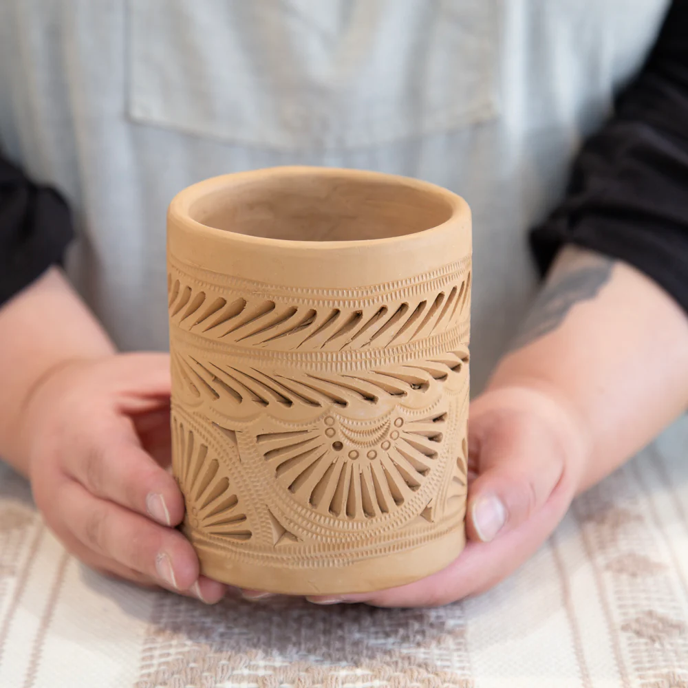 Natural Clay Carved Planter - Image 2