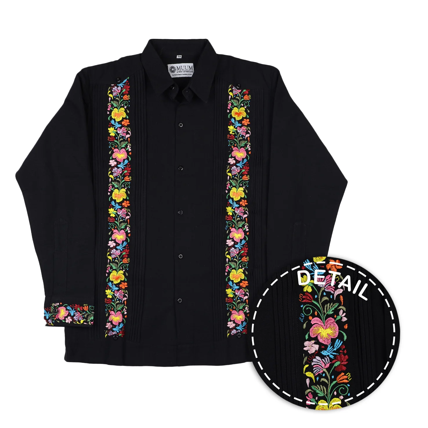 Noche Floral Embroidered Guayabera - Image 4
