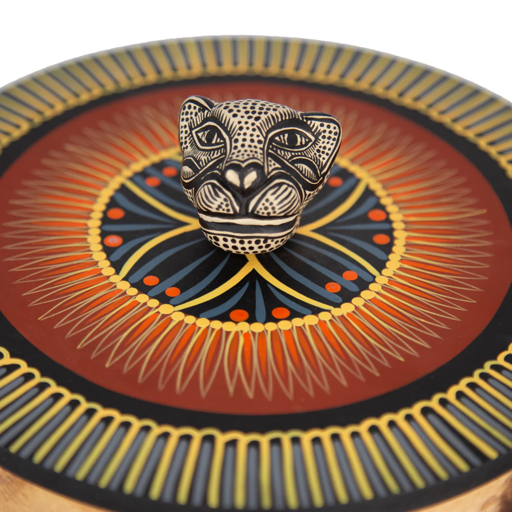 Hand-painted Parota Solid Wood Kitchen Tortillero/Basket - Image 12