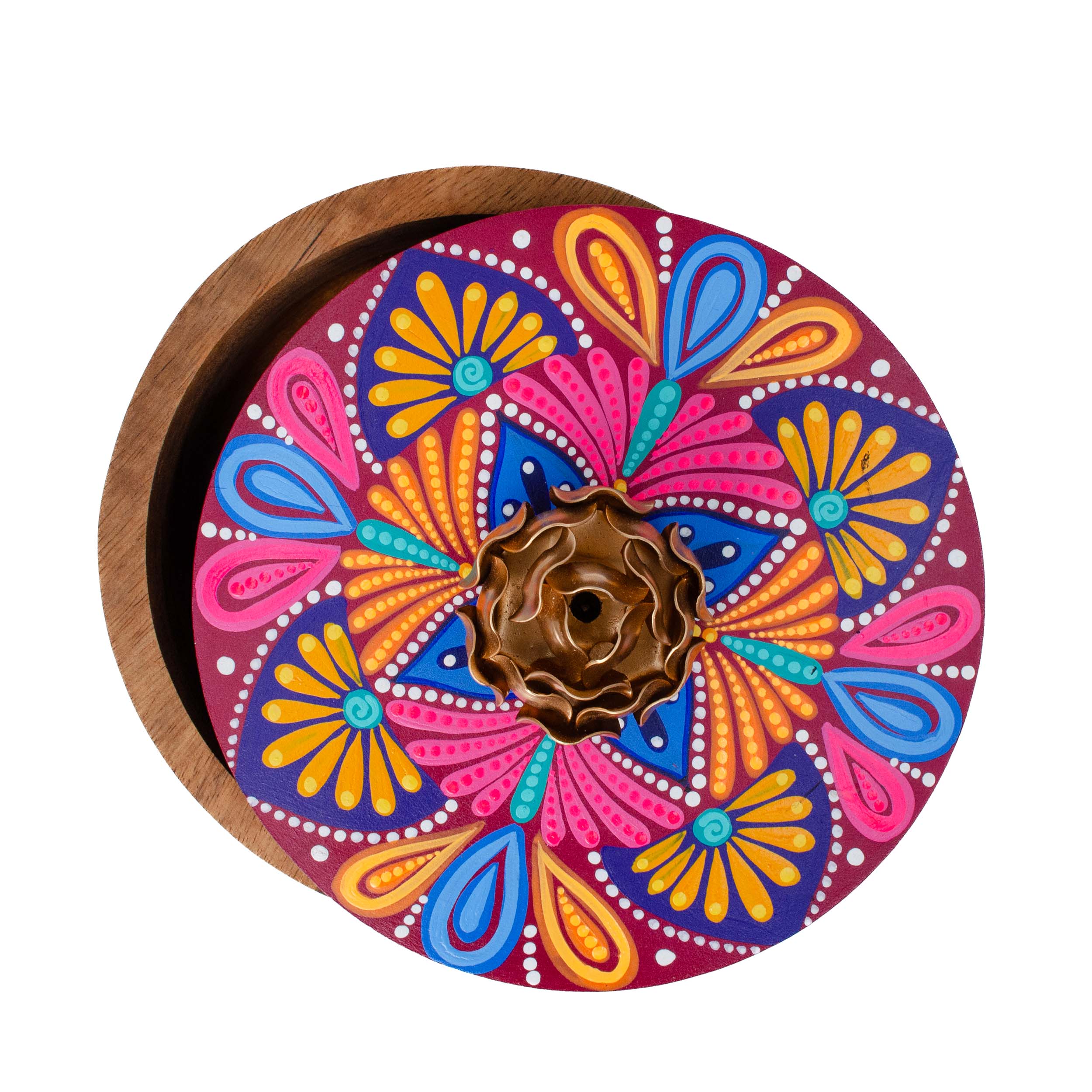Hand-painted Parota Solid Wood Kitchen Tortillero/Basket - Image 22