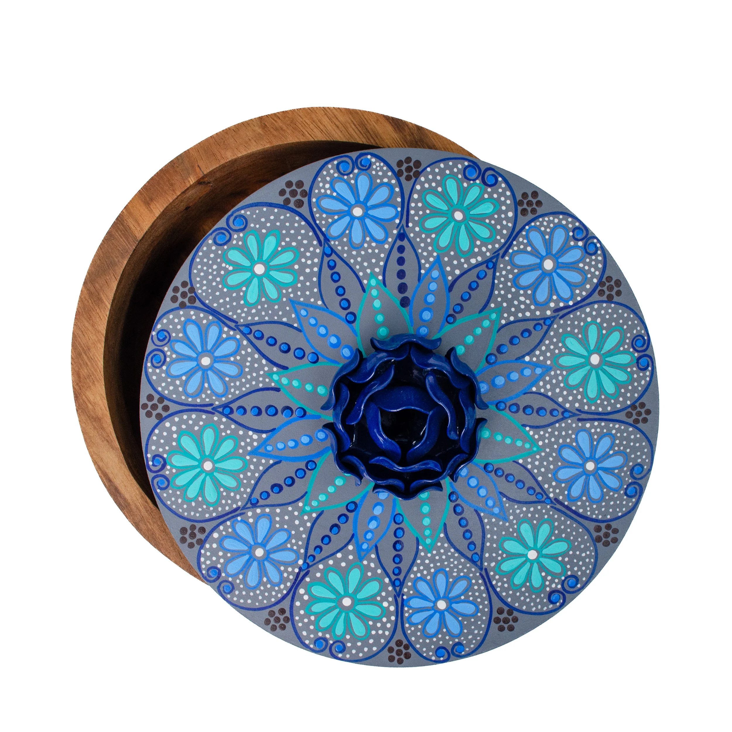 Hand-painted Parota Solid Wood Kitchen Tortillero/Basket - Image 24