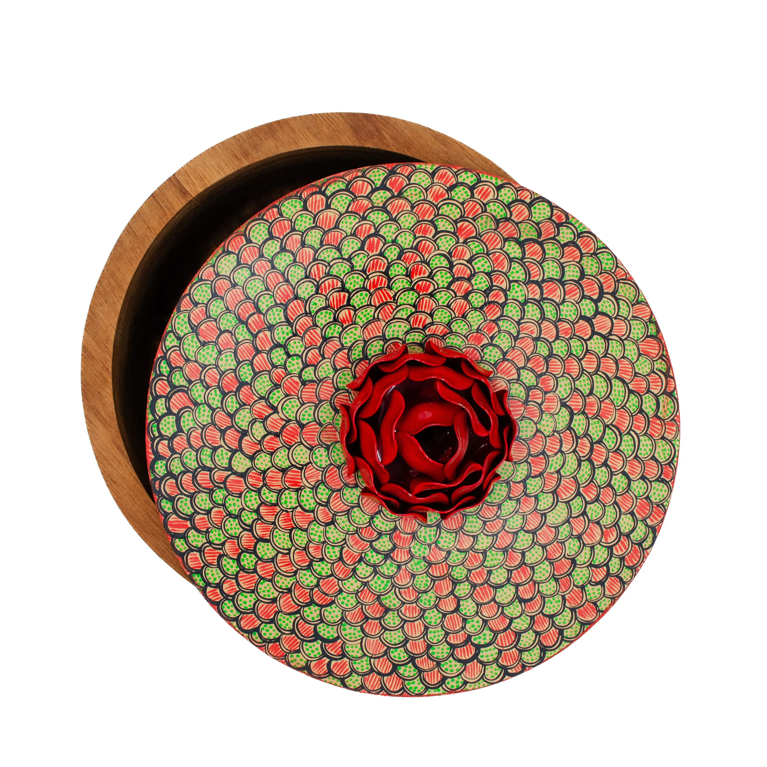 Hand-painted Parota Solid Wood Kitchen Tortillero/Basket - Image 26