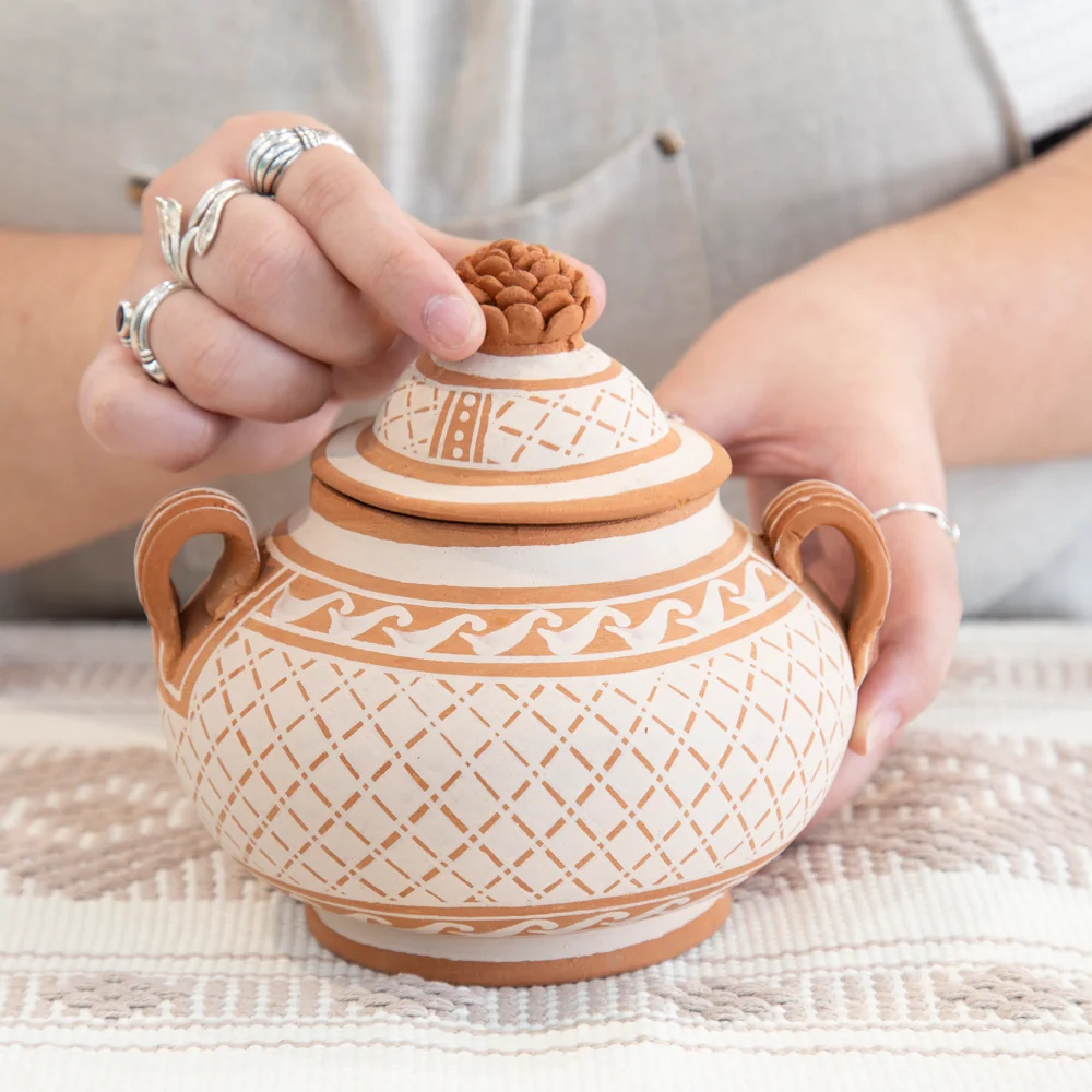 Patamban Hand-Painted Floral Sugar Bowl - Image 2