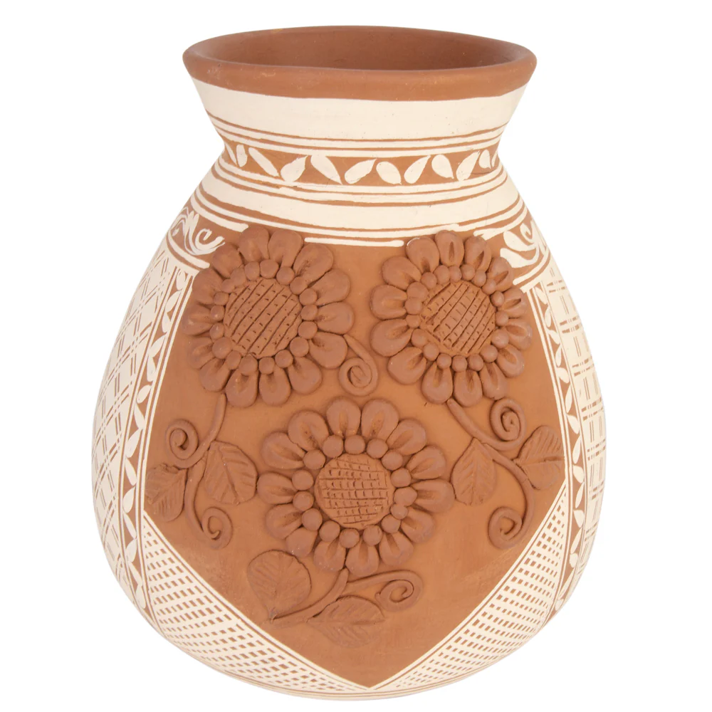 Patamban Teardrop Vase with Sculpted Flowers - Image 3
