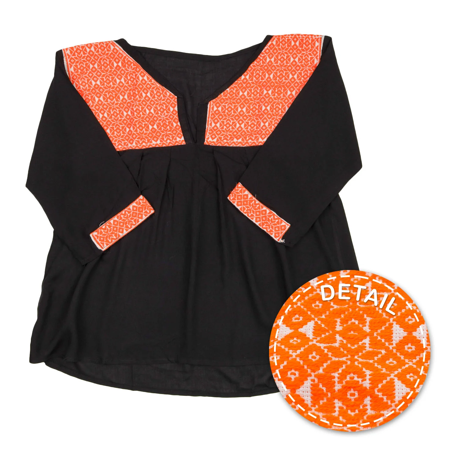Puebla 3/4 Sleeve Embroidered Long Blouse - Image 3