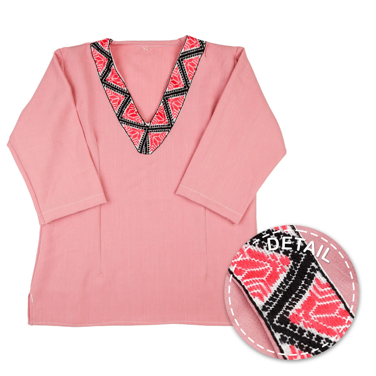 Puebla Modern Embroidered V-Neck Blouse - Image 10