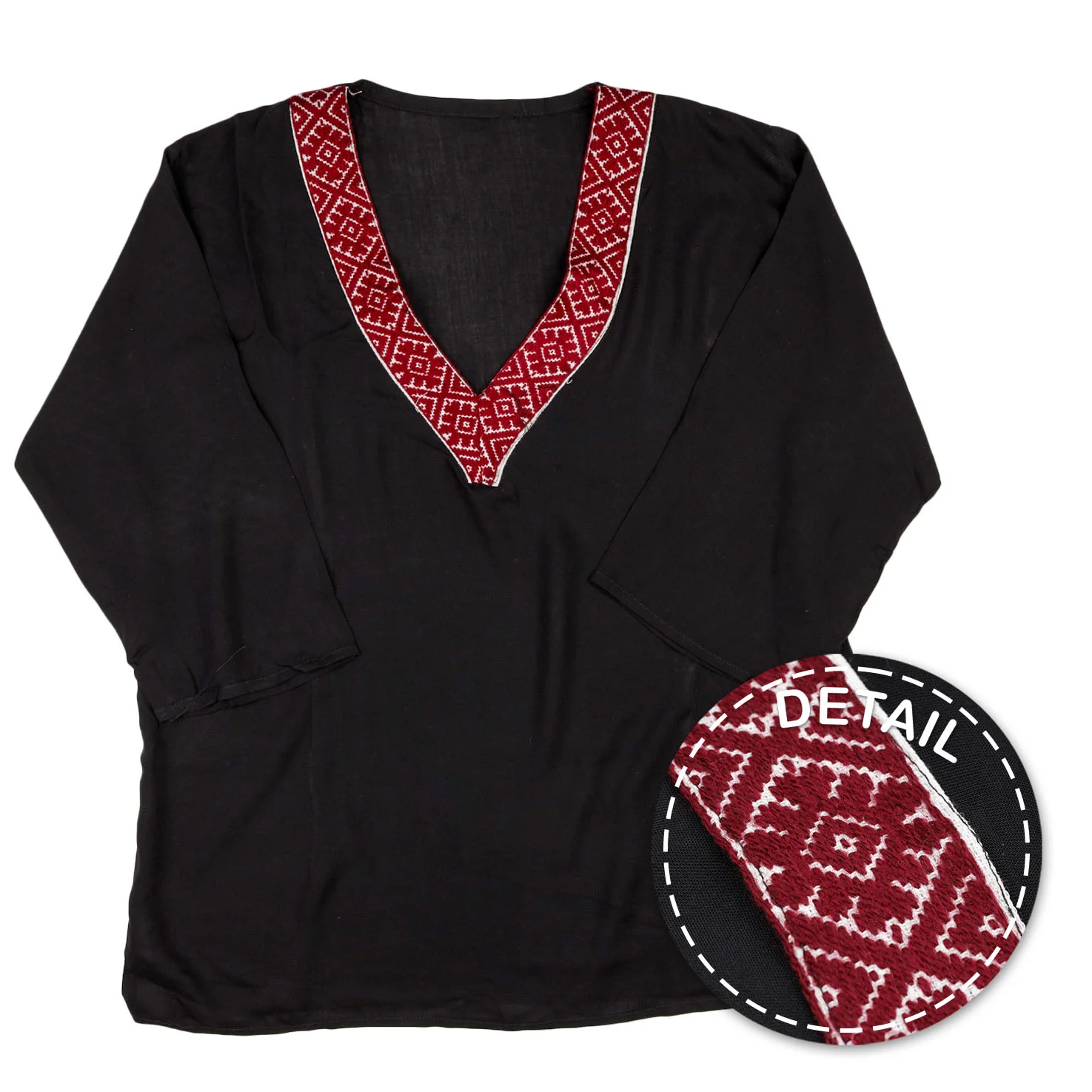Puebla Modern Embroidered V-Neck Blouse - Image 7