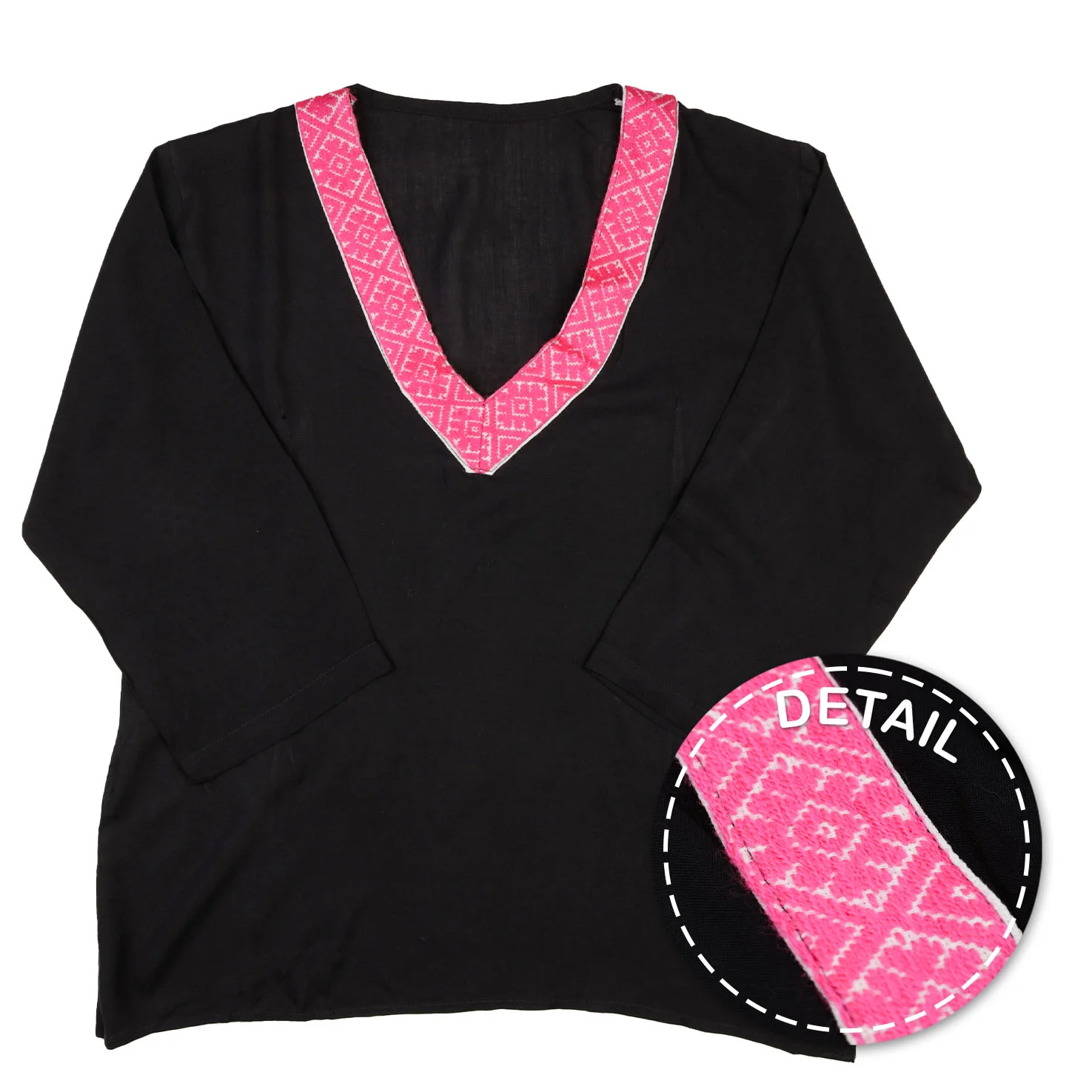 Puebla Modern Embroidered V-Neck Blouse - Image 9