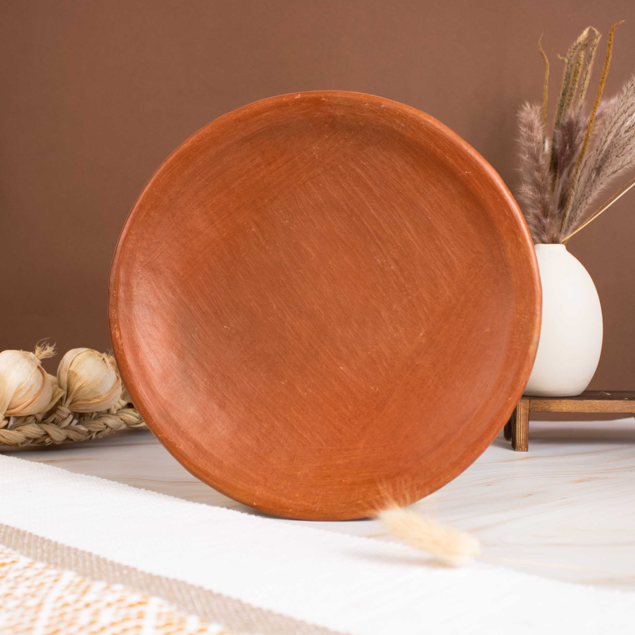 Red Clay Terracotta Salad Plate with Base - Image 4