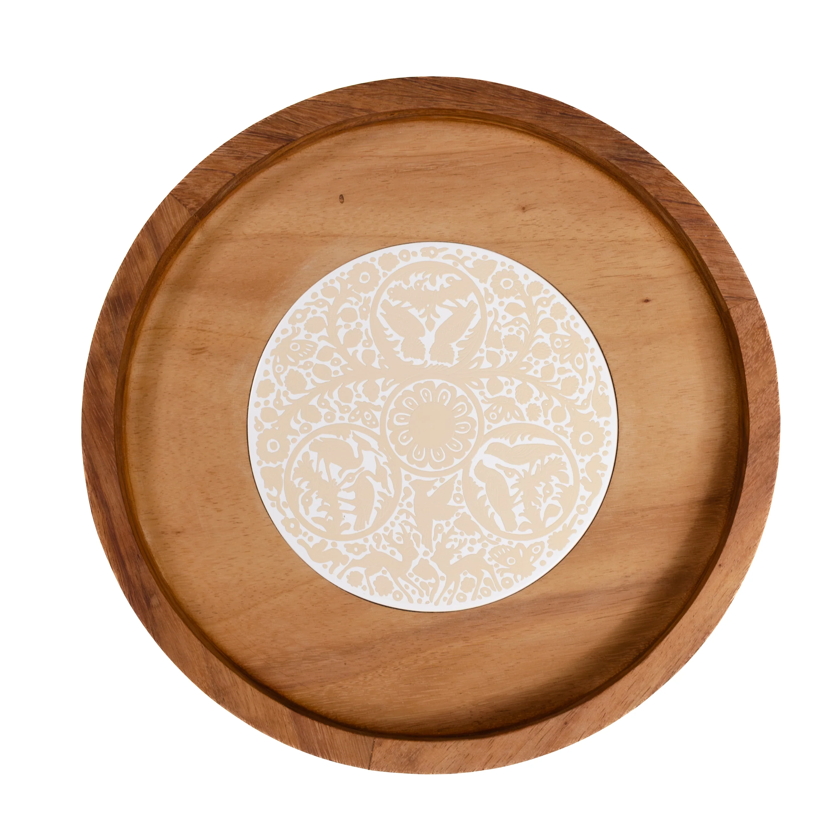 Round Olinalá Parota Solid Wood Serving Tray - Image 10