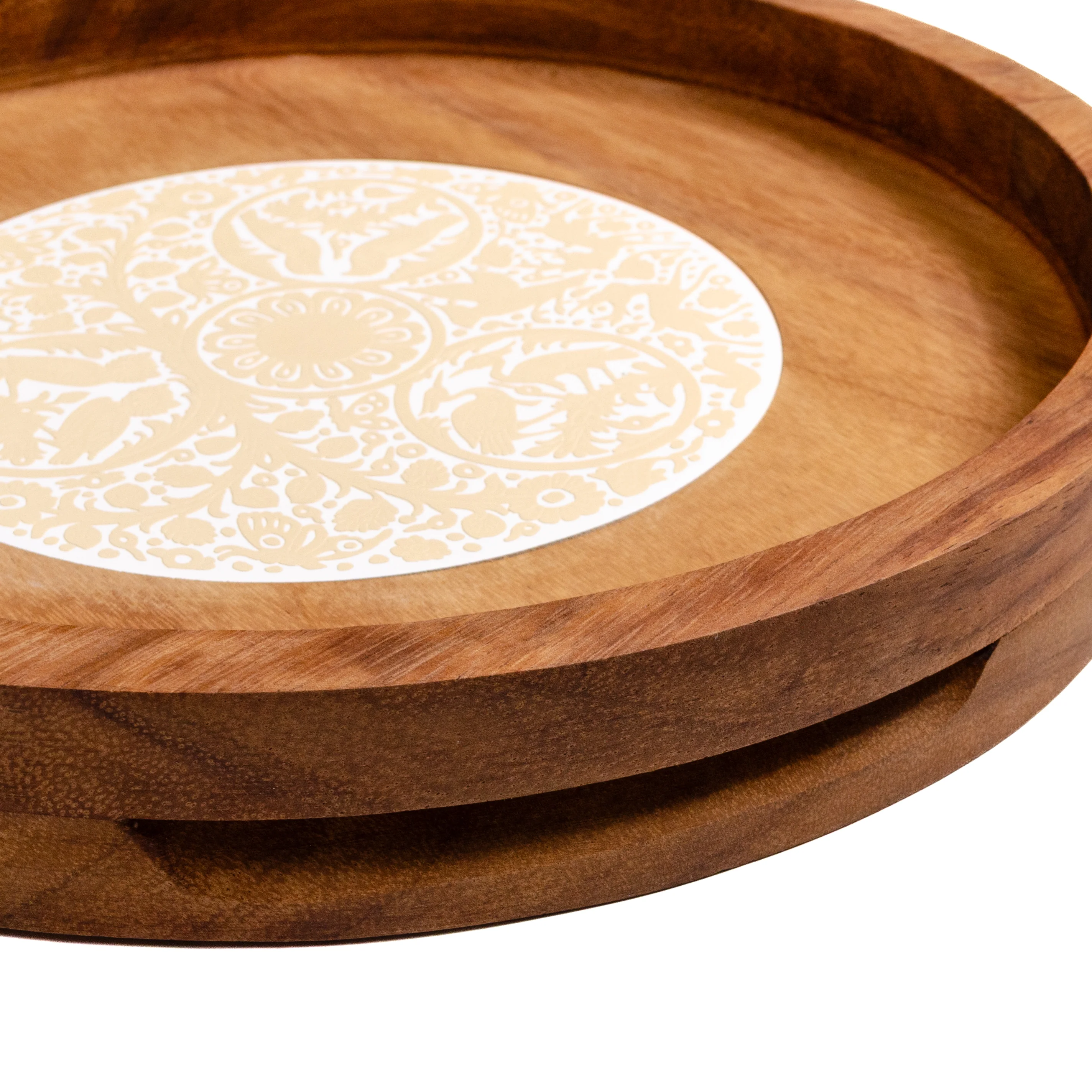 Round Olinalá Parota Solid Wood Serving Tray - Image 8