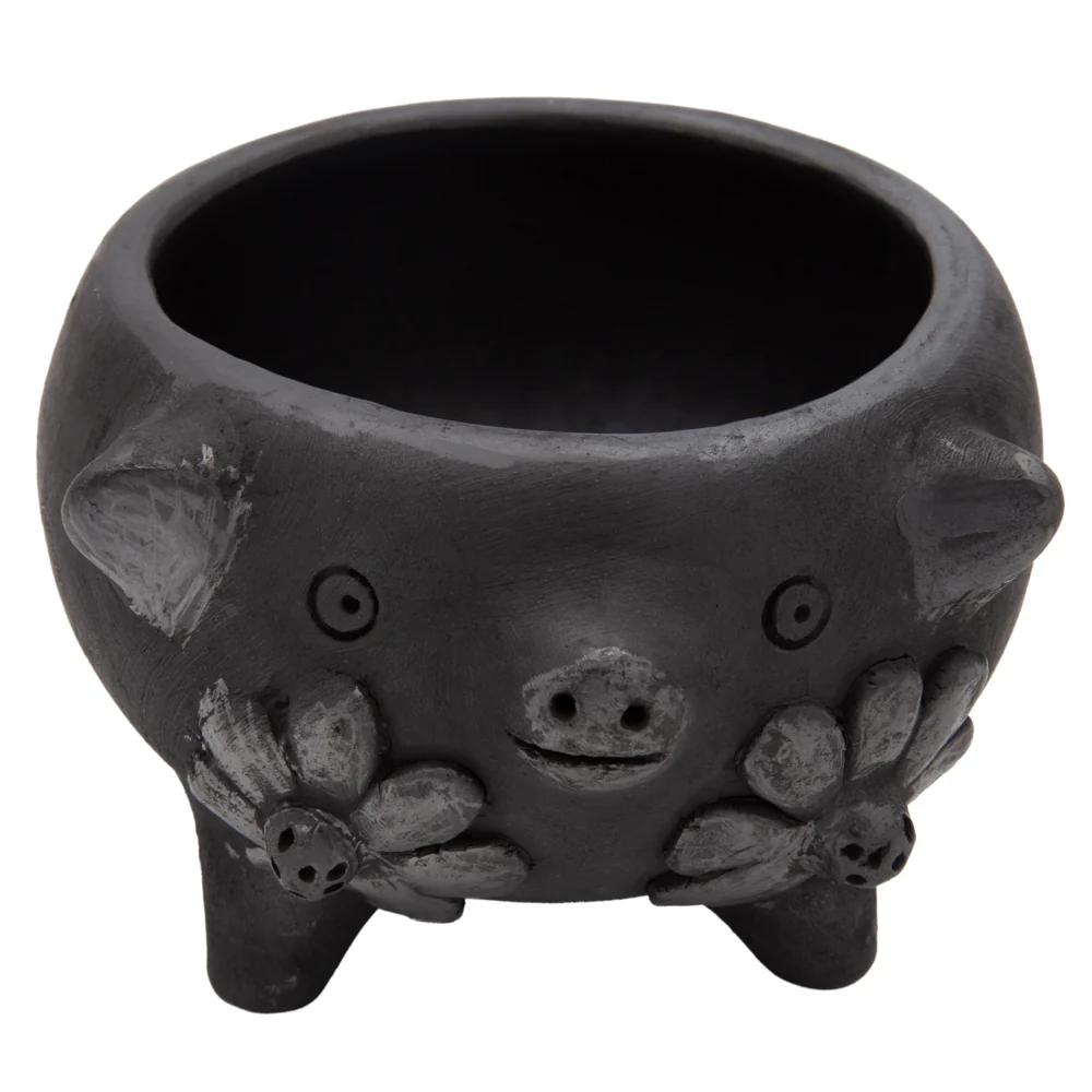 Barro Negro Cochinito Salsa Bowl with Flowers - Image 6