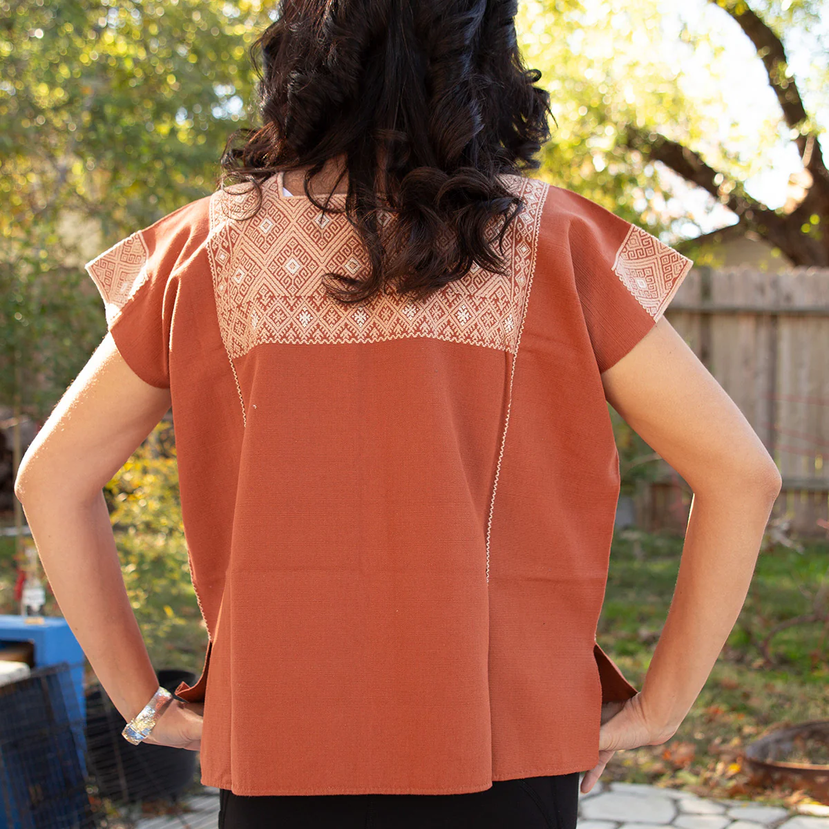 San Andrés Sun Woven Huipil Blouse - Image 5
