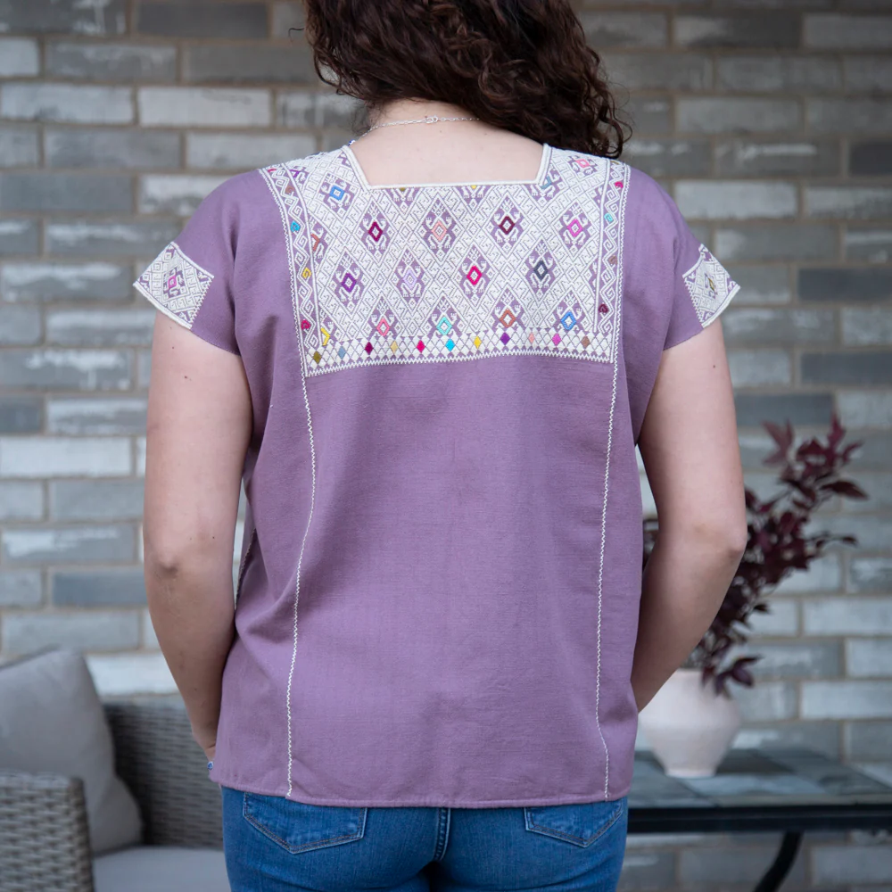 San Andrés Sun Woven Huipil Blouse - Image 6