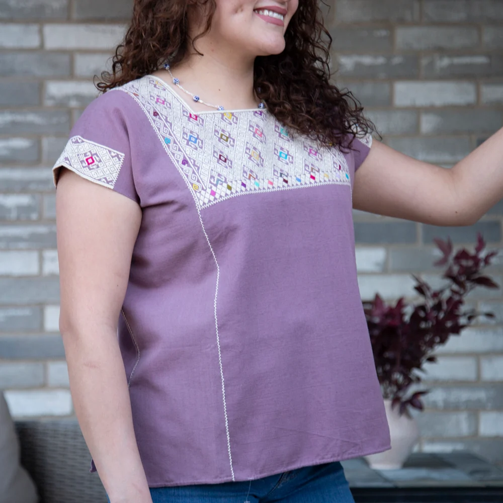 San Andrés Sun Woven Huipil Blouse - Image 7