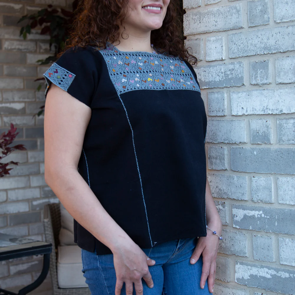 San Andrés Sun Woven Huipil Blouse - Image 8