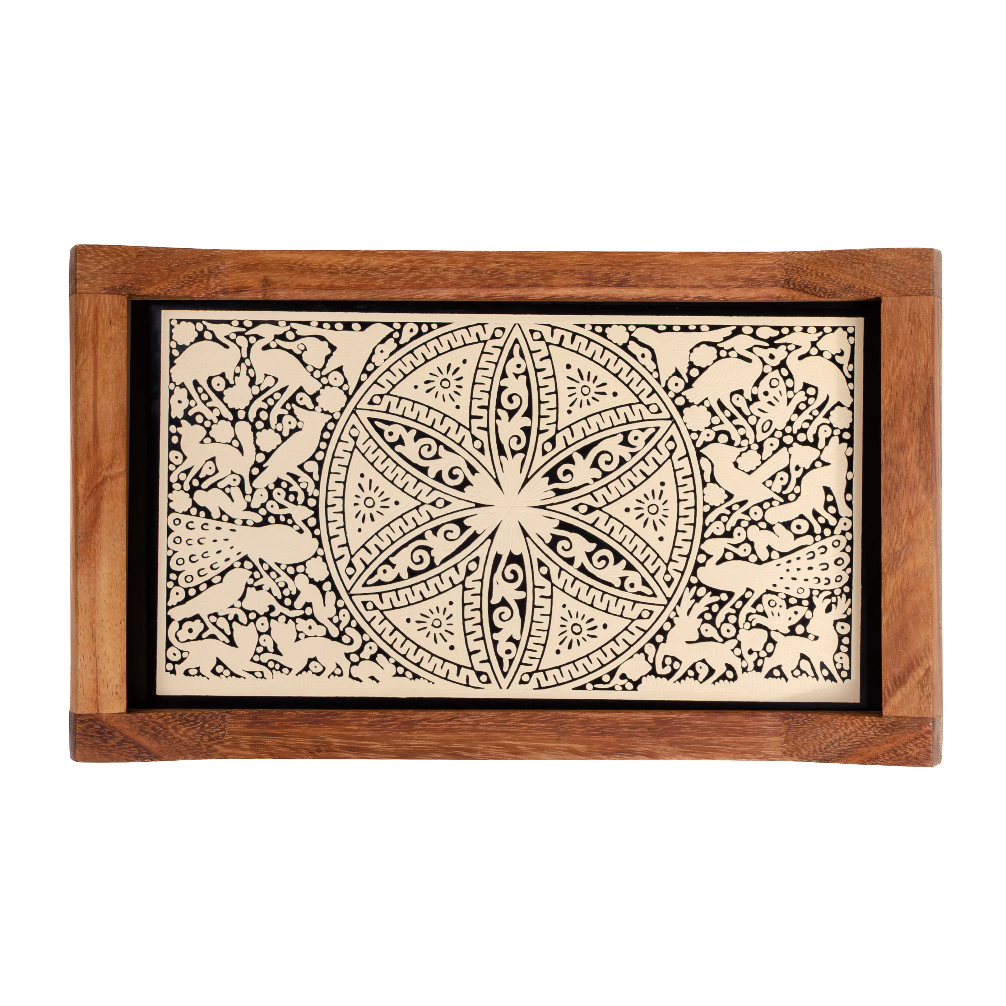 Small Olinalá Parota Solid Wood Serving Tray - Image 12