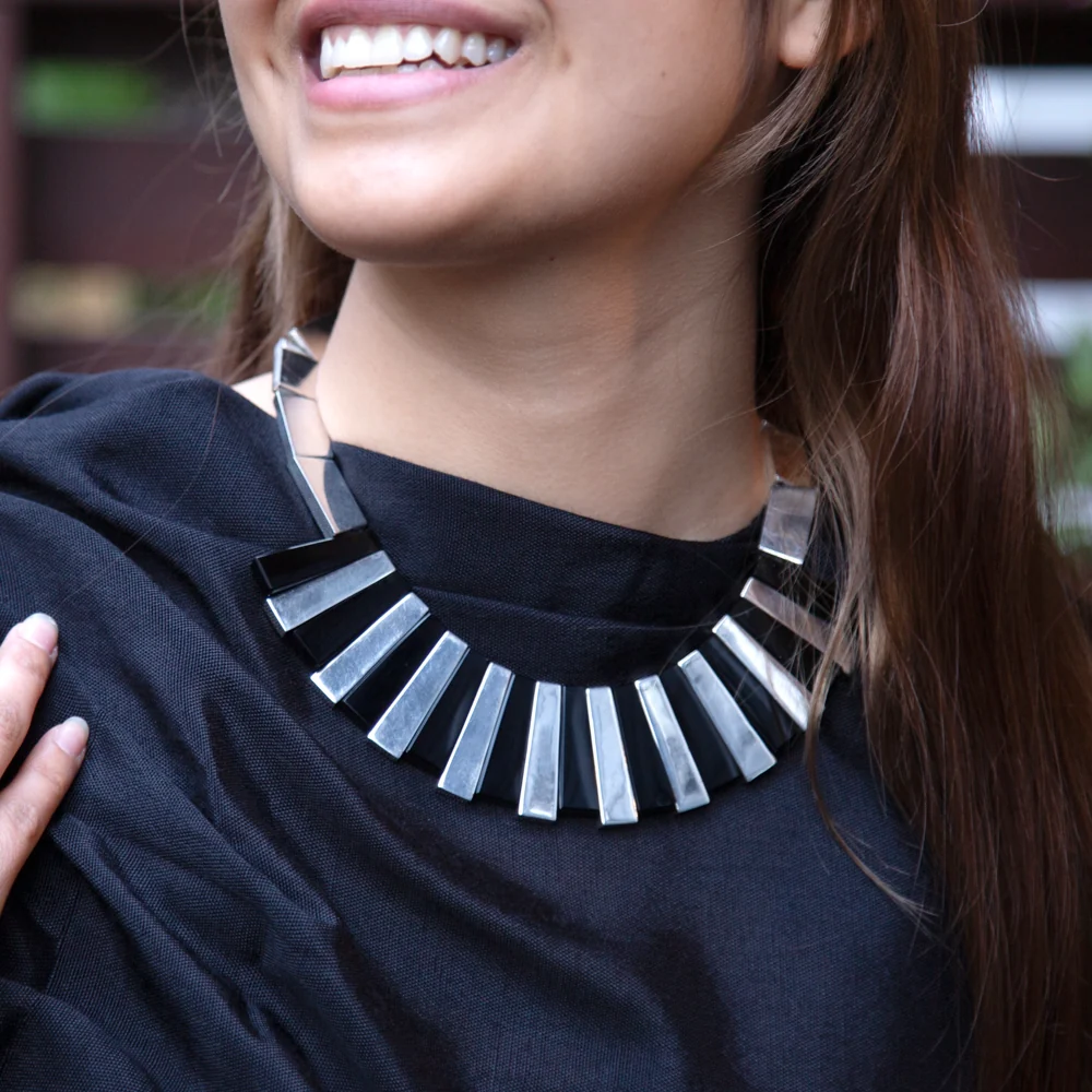 Sterling Silver Black Onyx Piano Necklace - Image 2