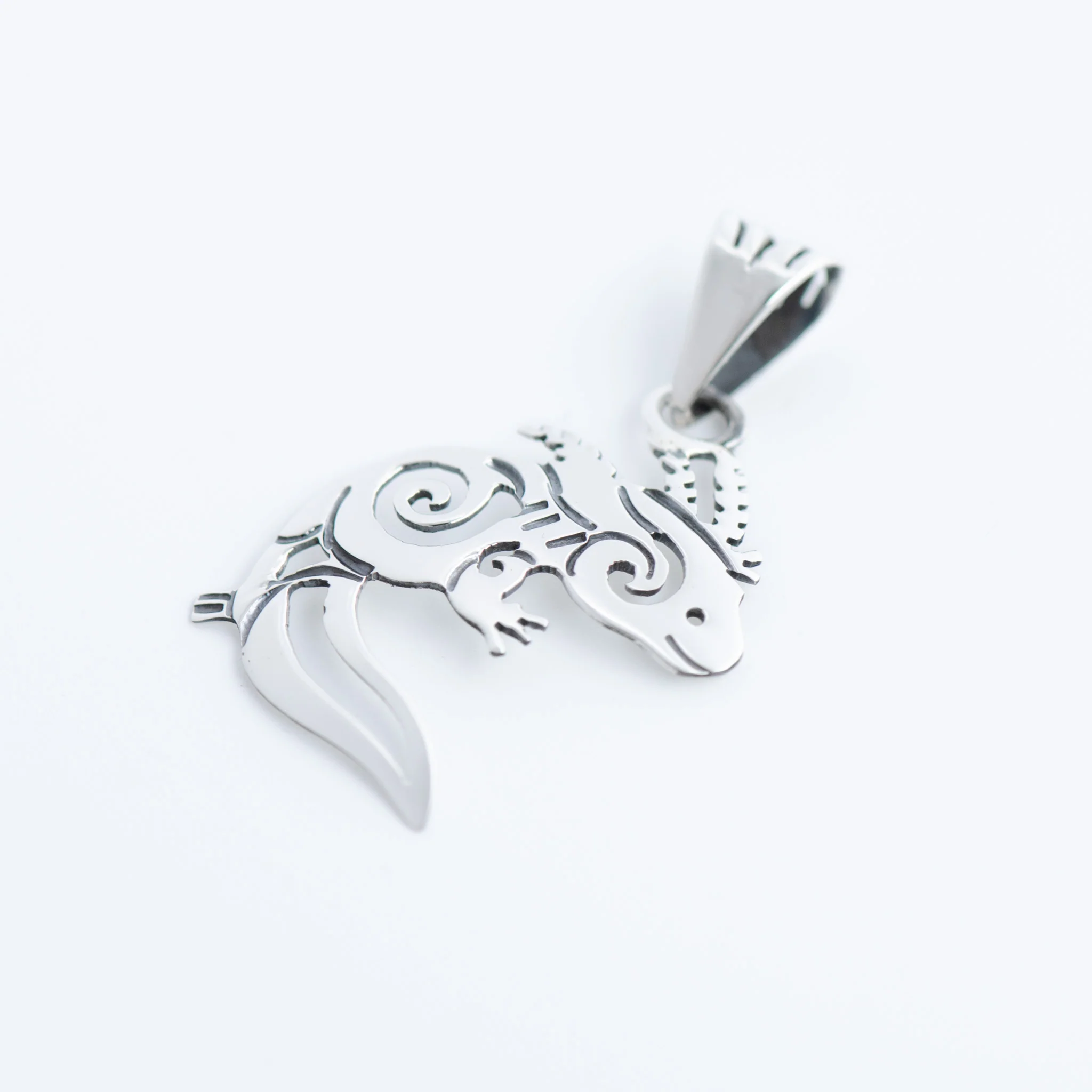 Sterling Silver Delicate Axolotl Pendant - Image 5