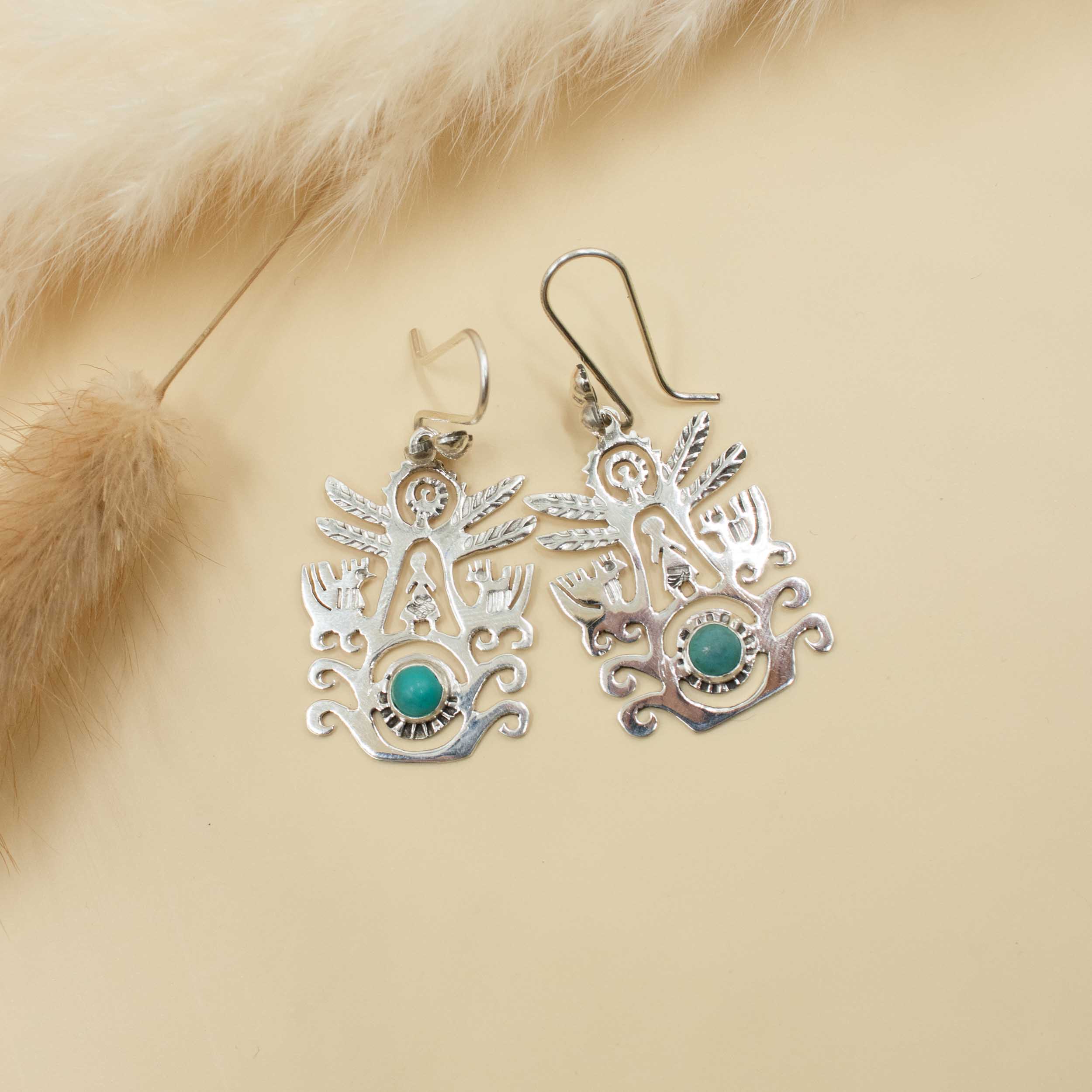Sterling Silver Eternal Blue Tree of Life Earrings - Image 3