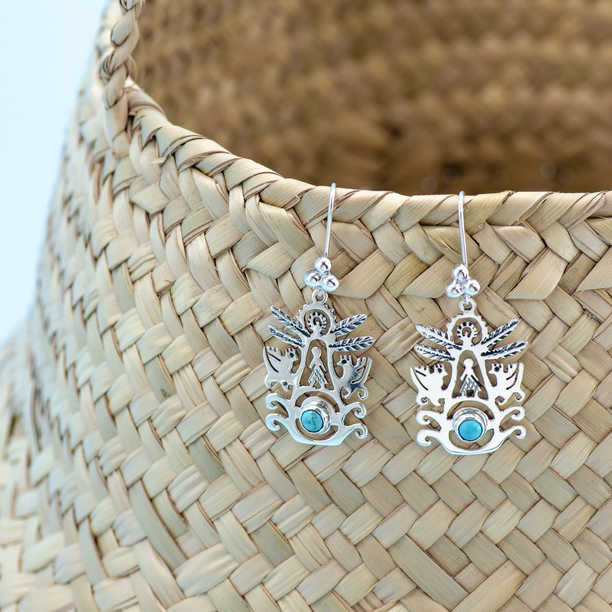 Sterling Silver Eternal Blue Tree of Life Earrings - Image 4