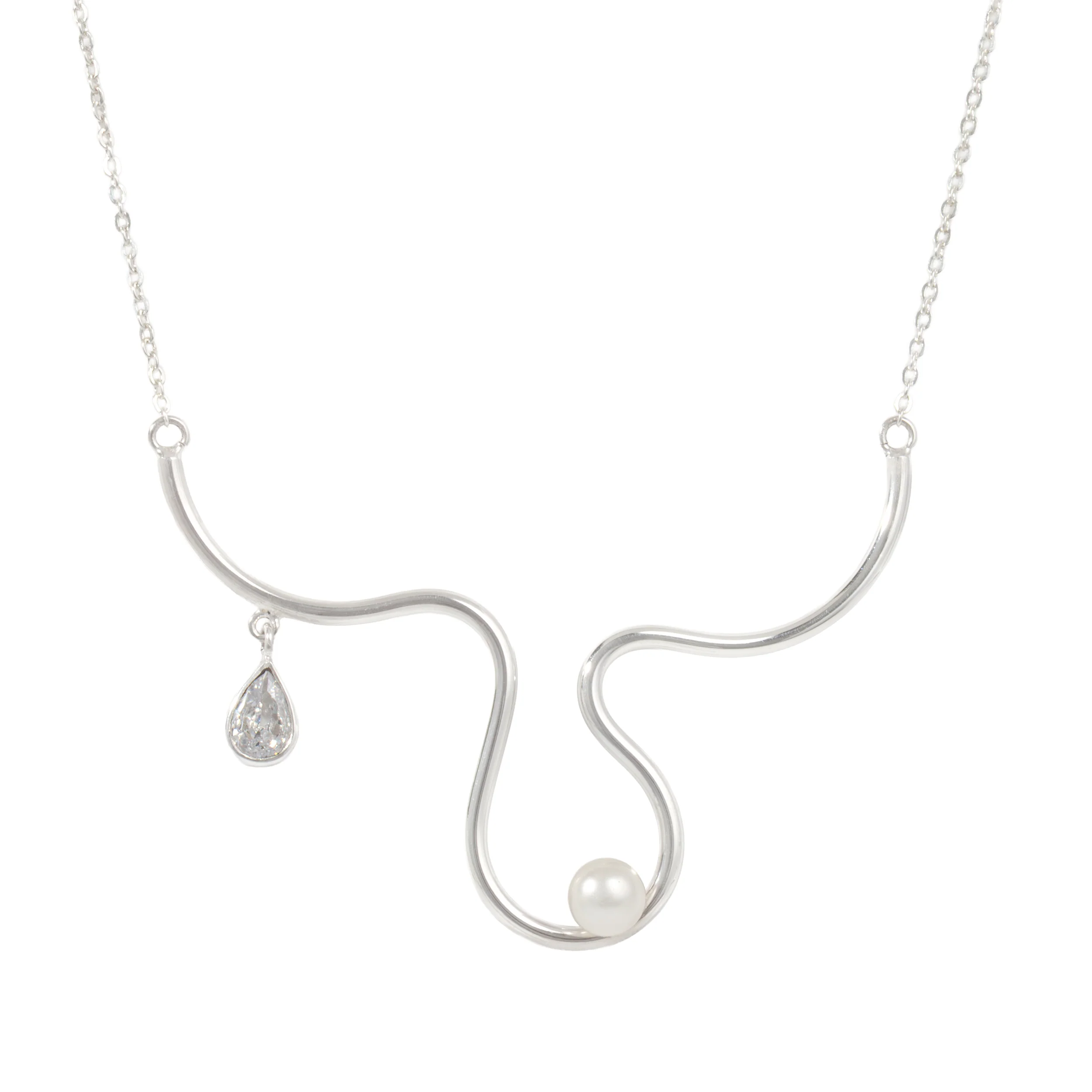 Sterling Silver Faux Pearl in the Waves - Image 3