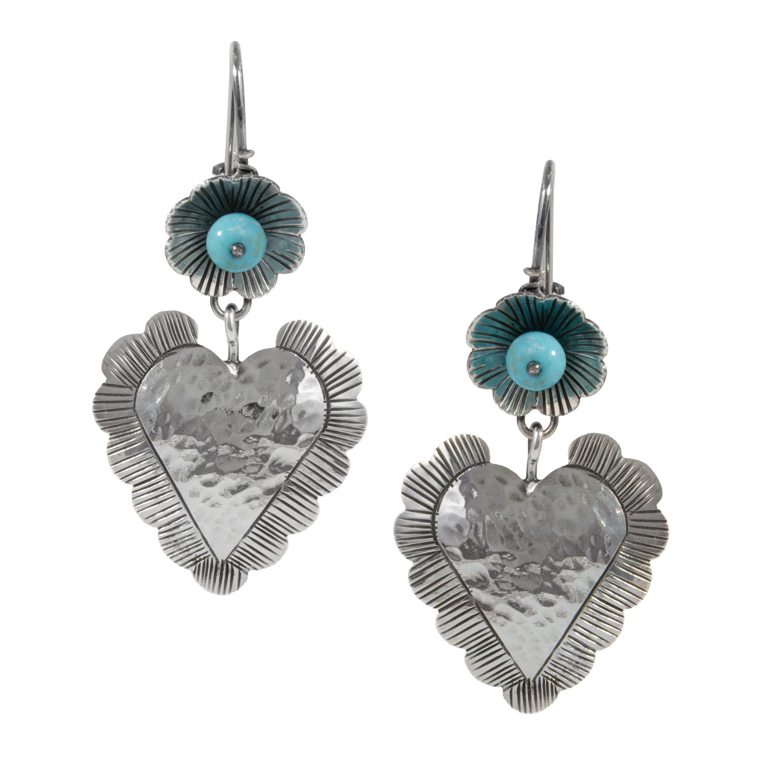 Sterling Silver Flor and Heart Mazahua Earrings - Image 5