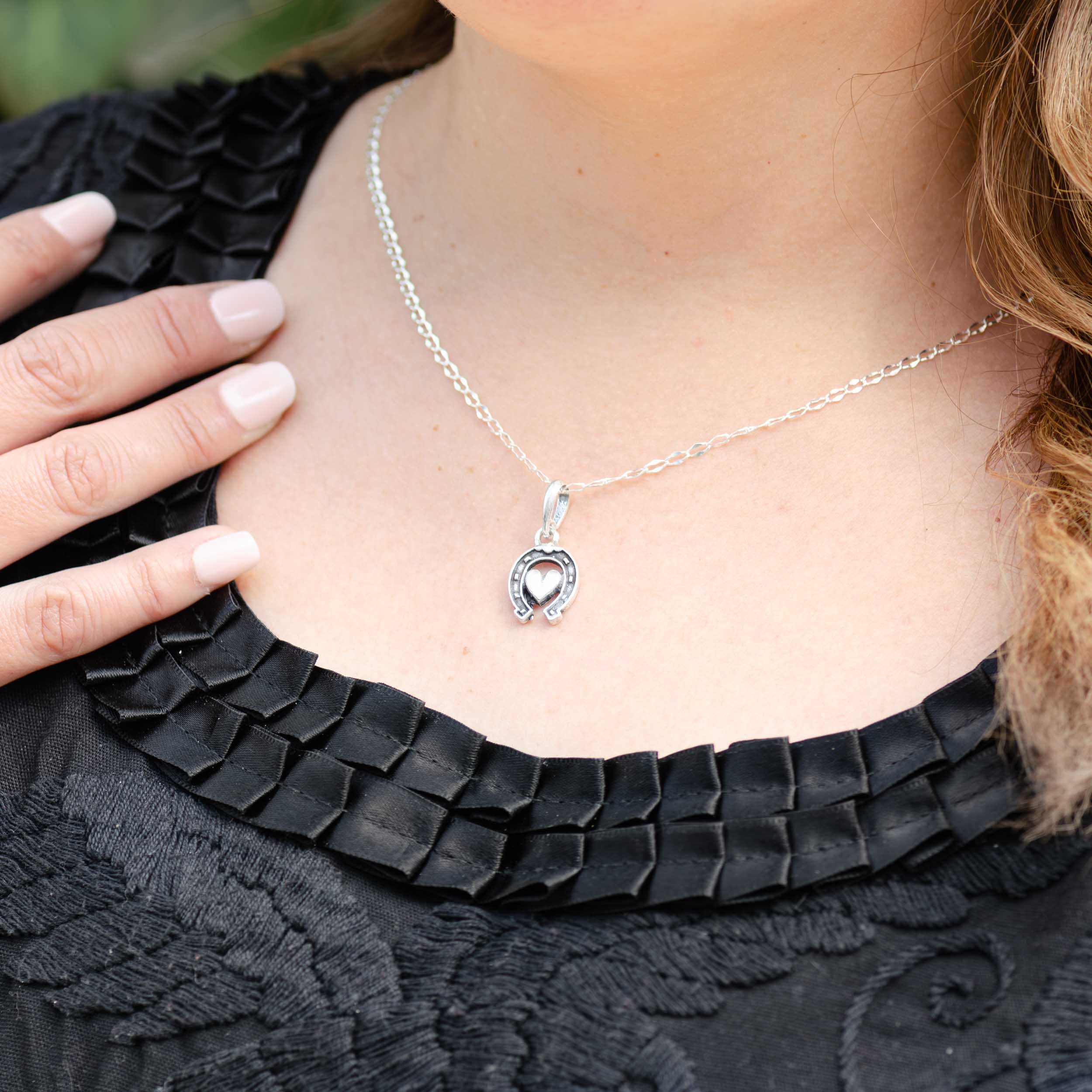 Sterling Silver Horseshoe Heart Pendant - Image 2