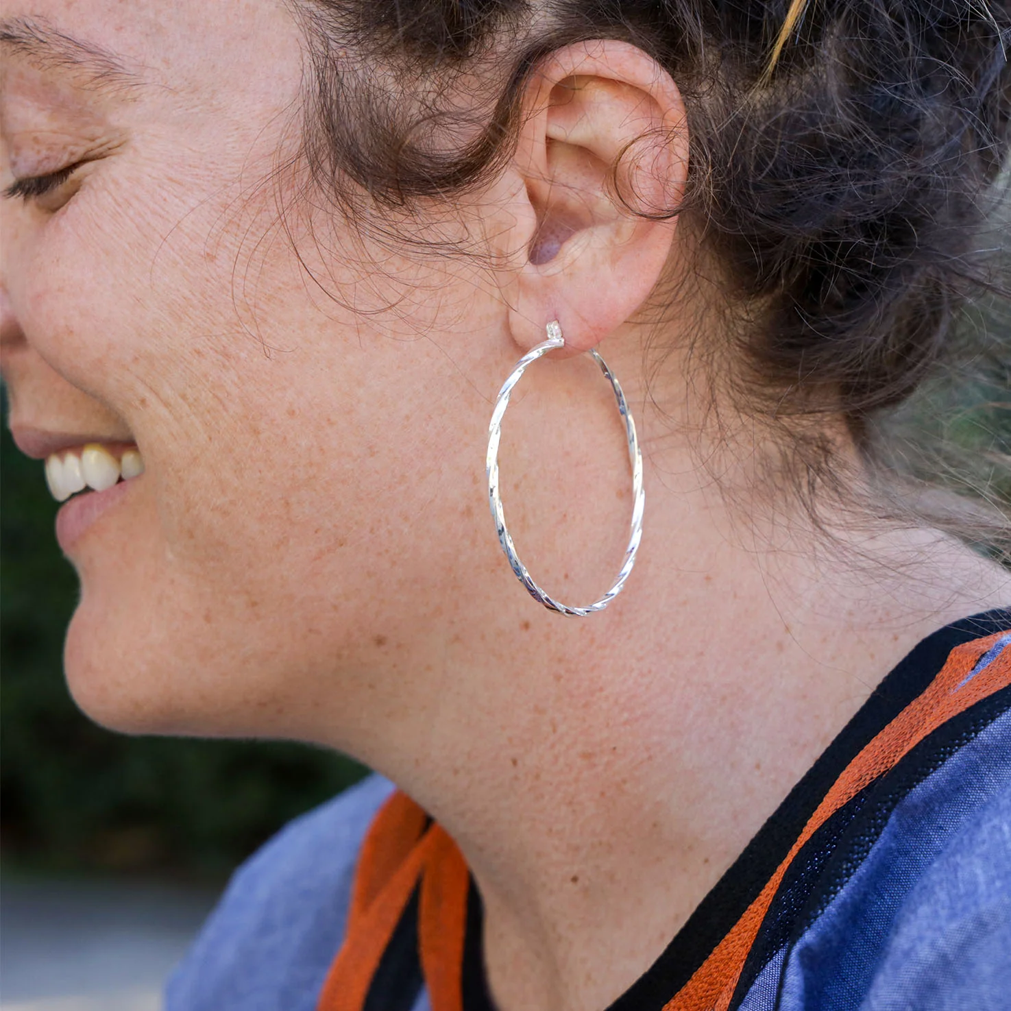 Sterling Silver Large 2.5" Hoop Earrings - Image 3