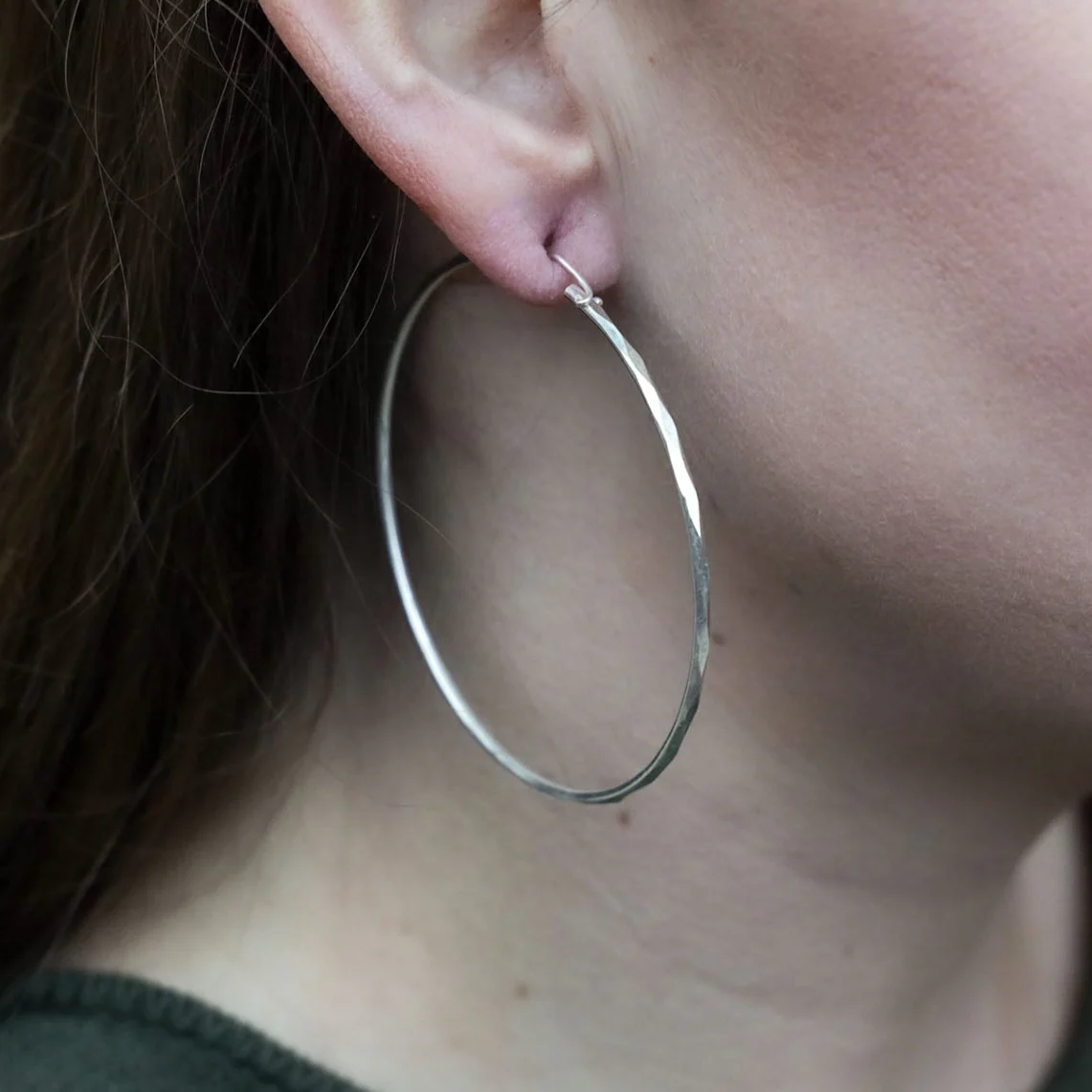 Sterling Silver Large 2.5" Hoop Earrings - Image 6