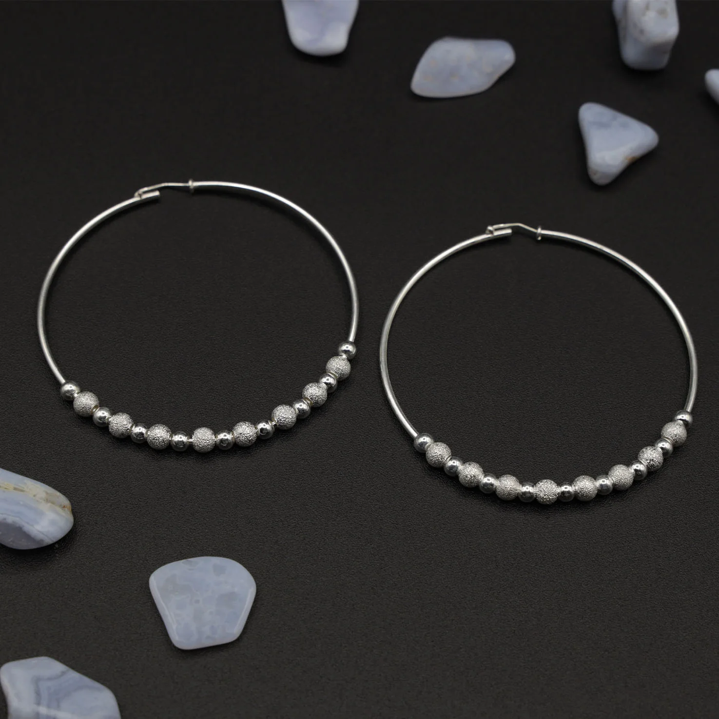 Sterling Silver Large 2.5" Hoop Earrings - Image 7