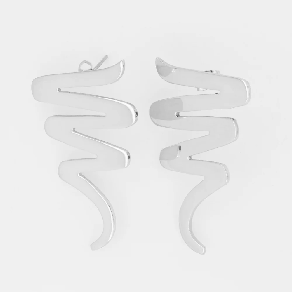 Sterling Silver Large Scribble Earrings - Image 2
