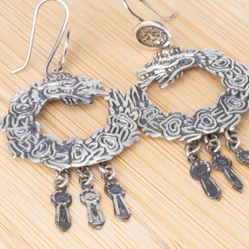 Sterling Silver Quetzalcoatl Earrings - Image 4