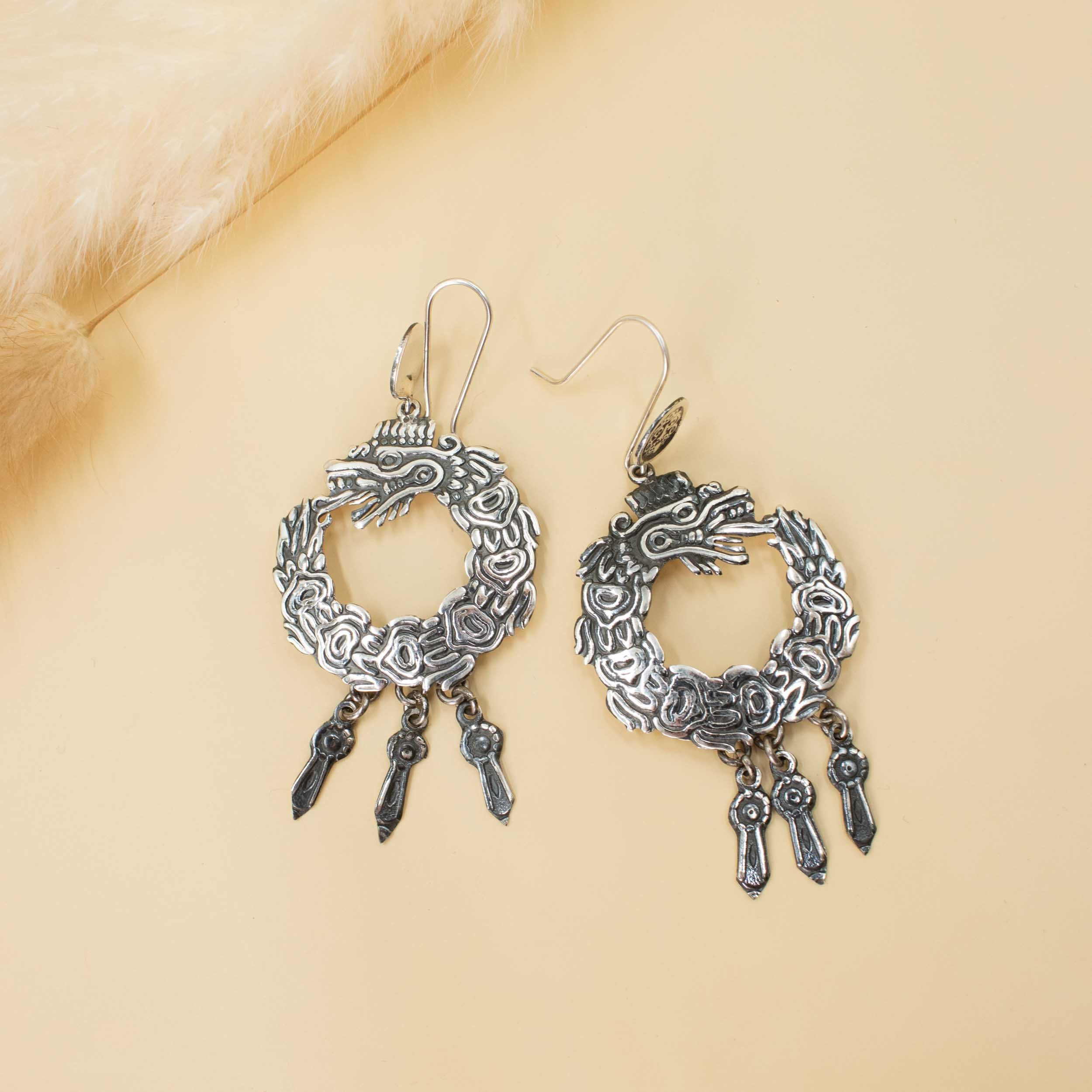 Sterling Silver Quetzalcoatl Earrings - Image 5