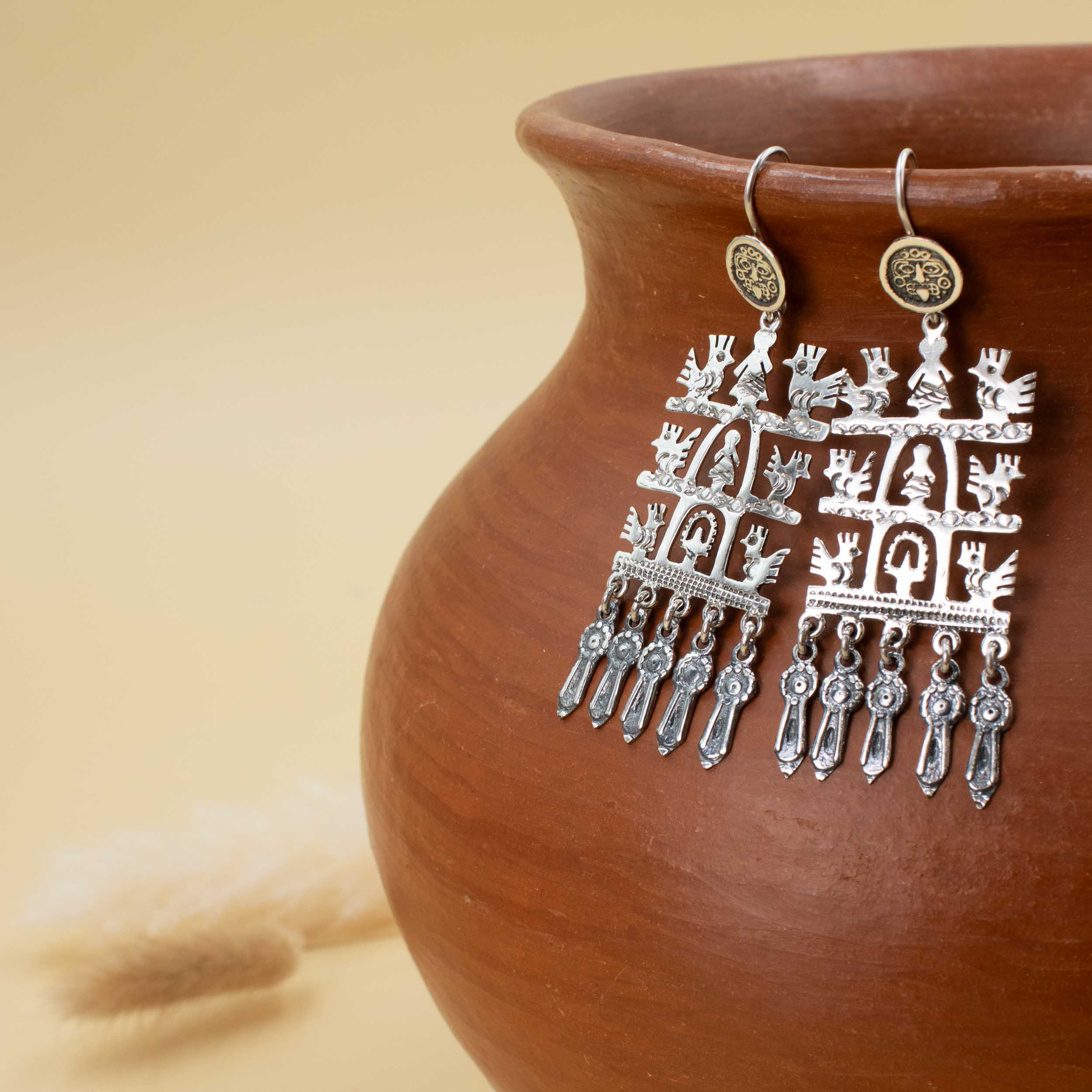 Sterling Silver Roots and Wings Dangle Drop Earrings - Image 3