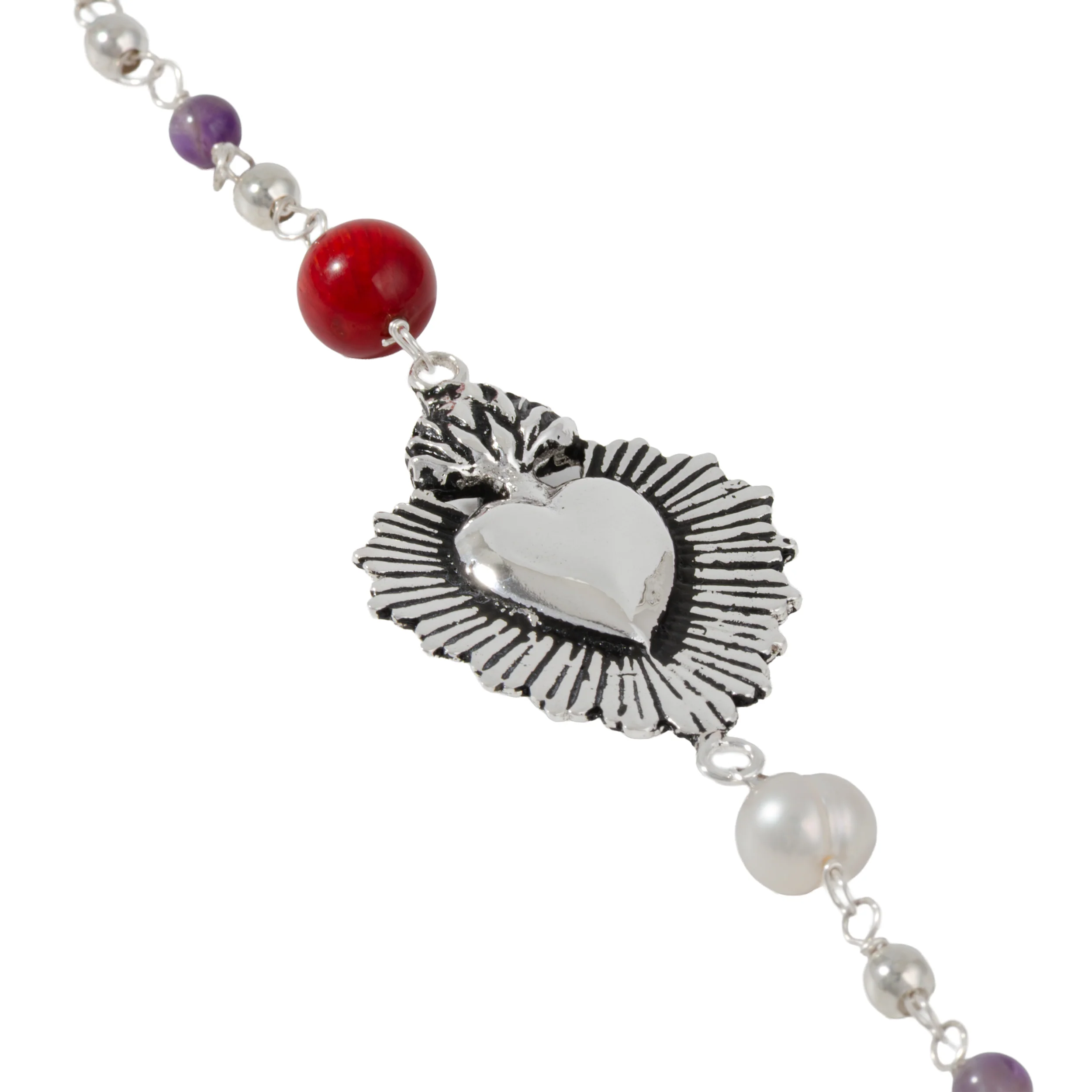 Sterling Silver Sacred Heart Necklace - Image 7