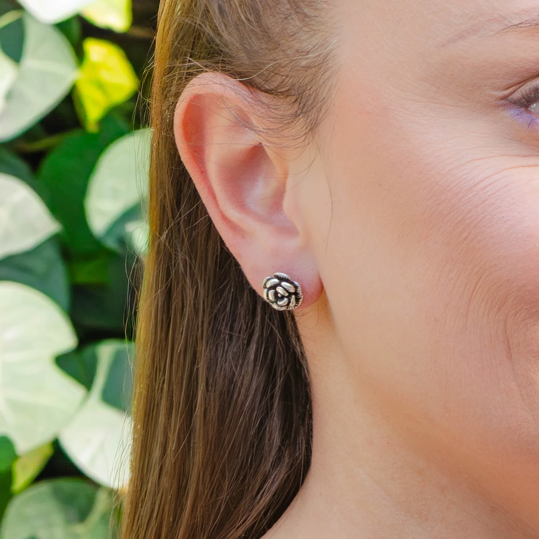 Sterling Silver Small Rose Earrings
