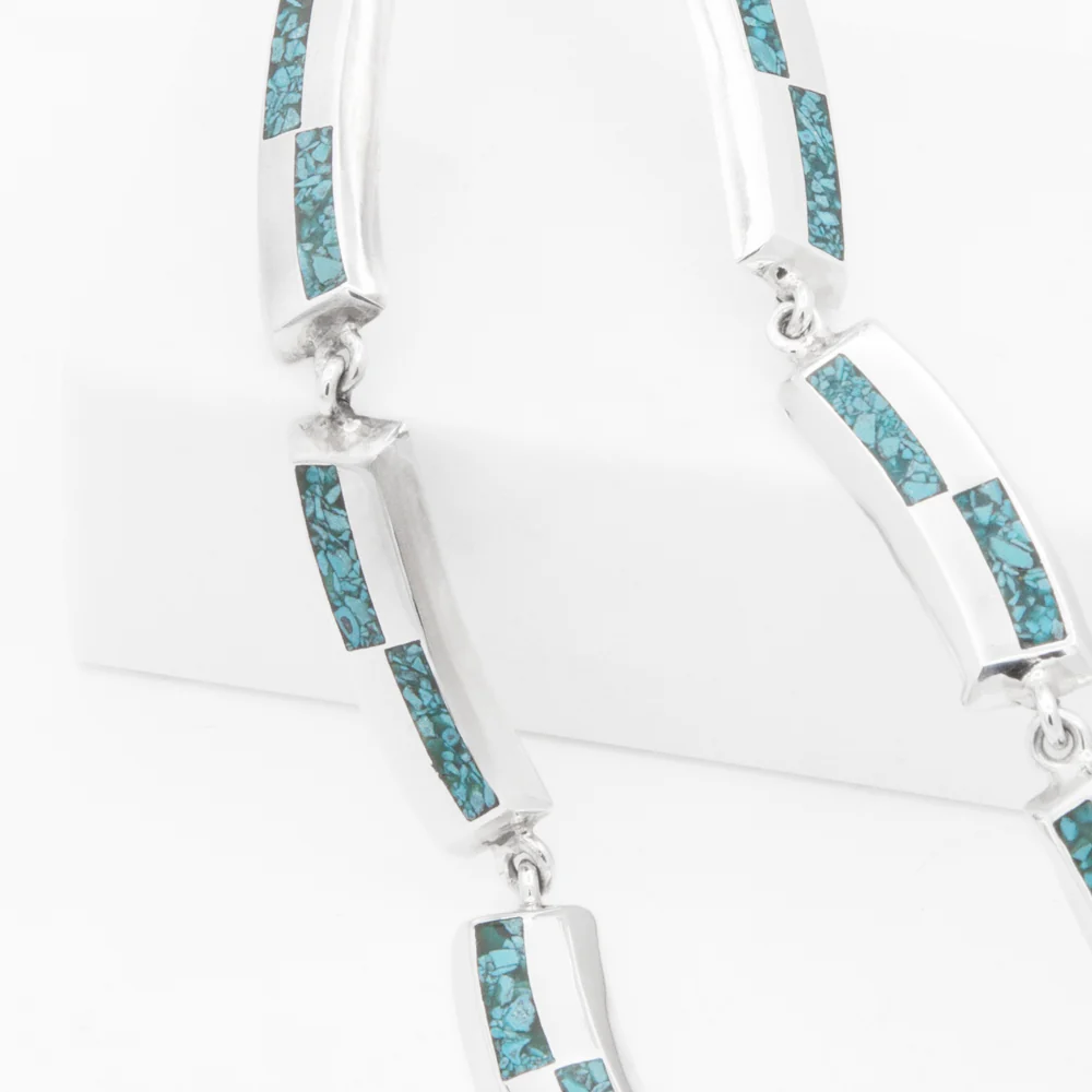 Sterling Silver Turquoise Bars Necklace - Image 2