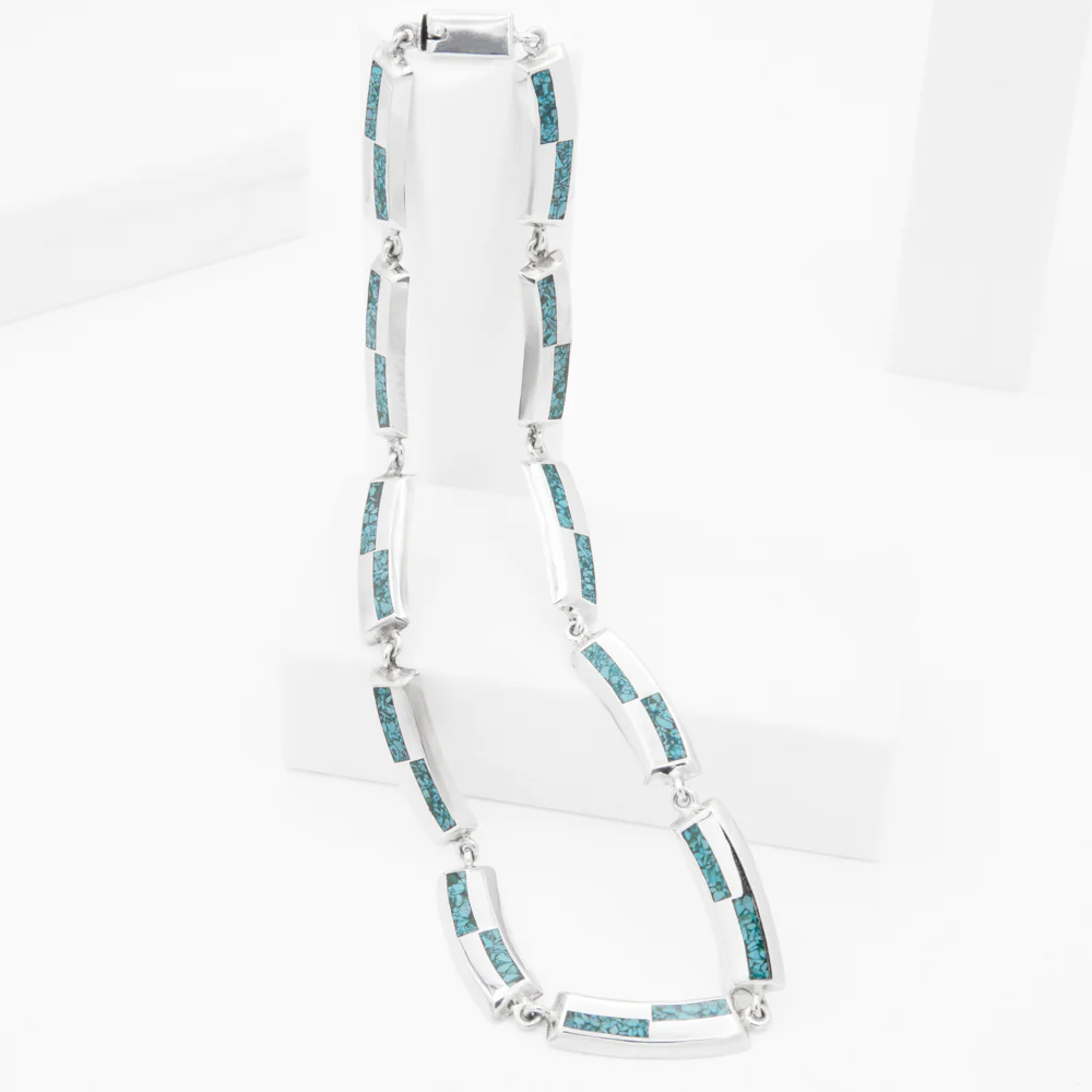 Sterling Silver Turquoise Bars Necklace - Image 3
