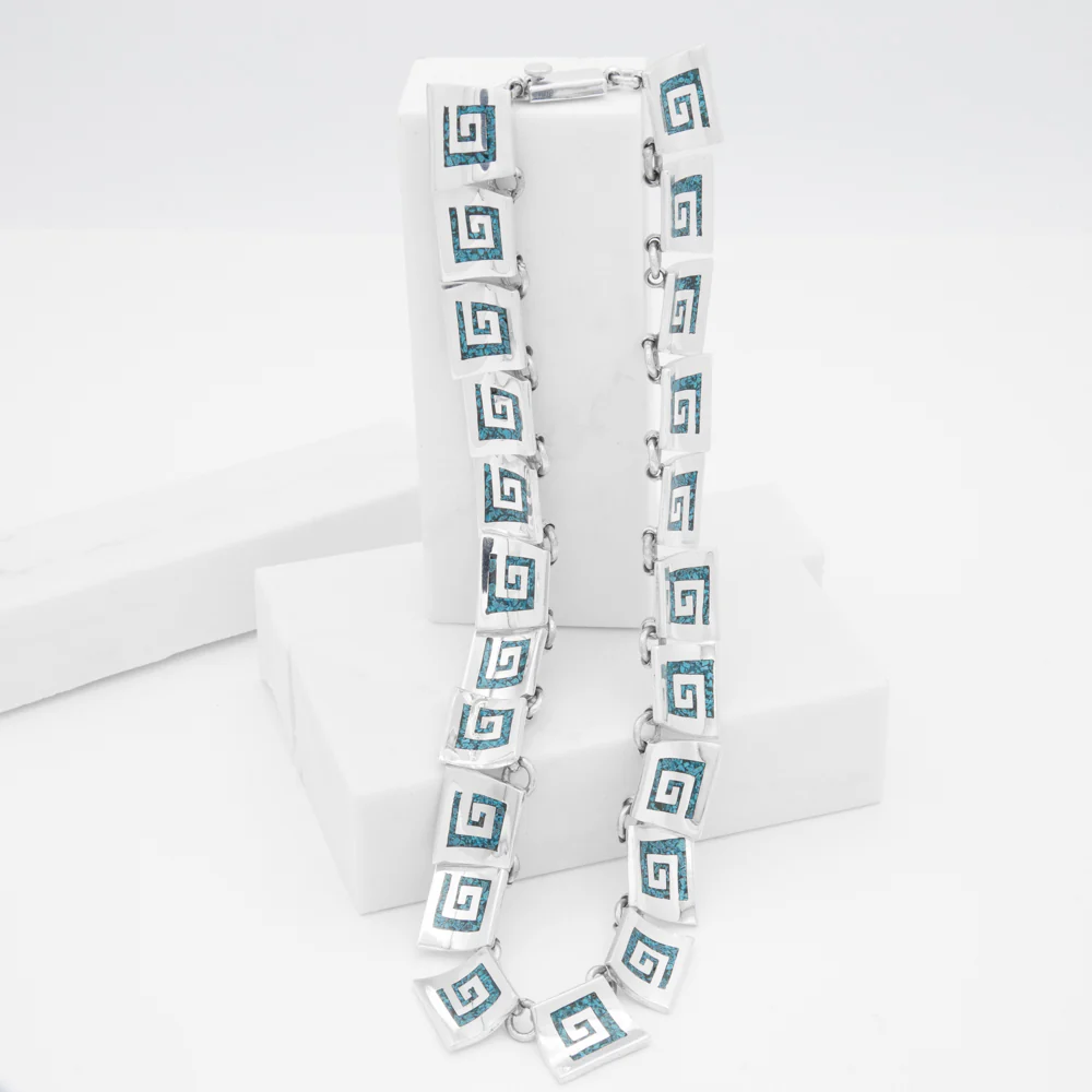 Sterling Silver Turquoise Maze Necklace - Image 3