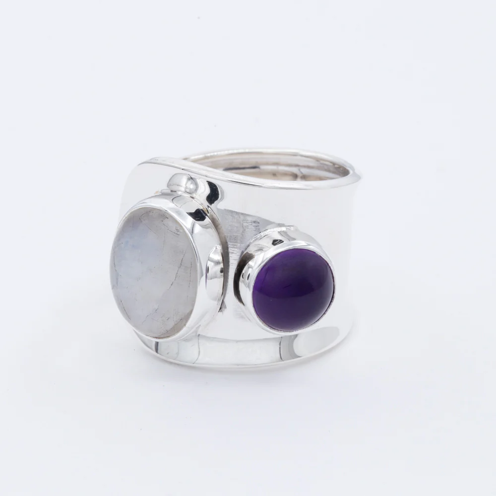 Sterling Silver Two Gemstones Ring - Image 15